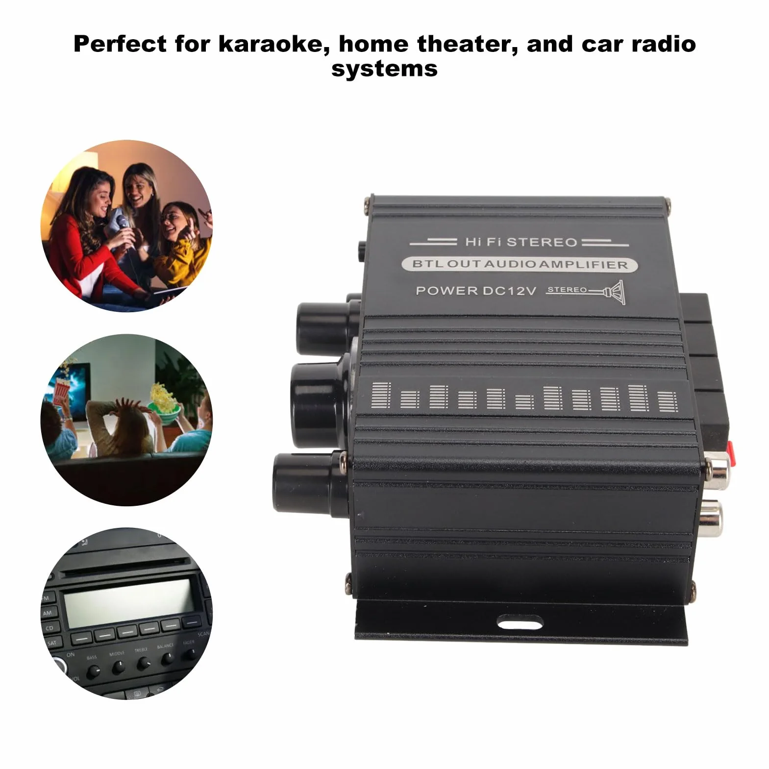 Wzmacniacz Mocy Bluetooth 5.0 HiFi 20Hz-20KHz 12V Stop Aluminium