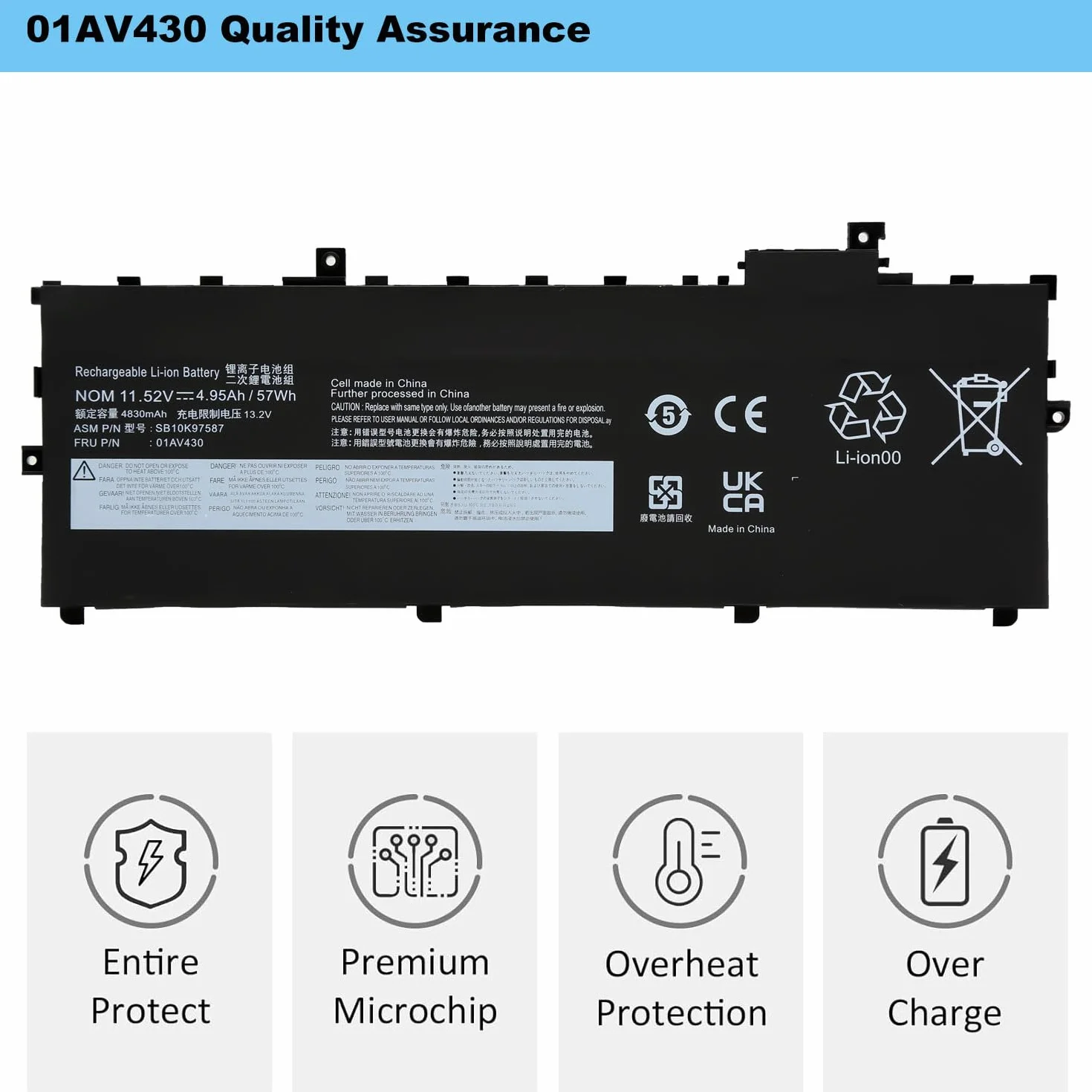 BLESYS 57Wh 01AV430 01AV494 Bateria do Lenovo Thinkpad X1 Carbon G6, 5th 6th Gen 2017 2018 seria 01AV429 SB10K97586