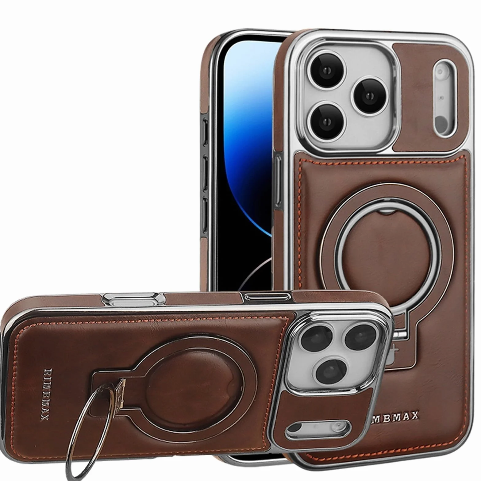 Etui na iPhone 17 Air (kolor: ciemnobrązowy) - Skórzany magnetyczny stojak Etui Twarda silikonowa obudowa