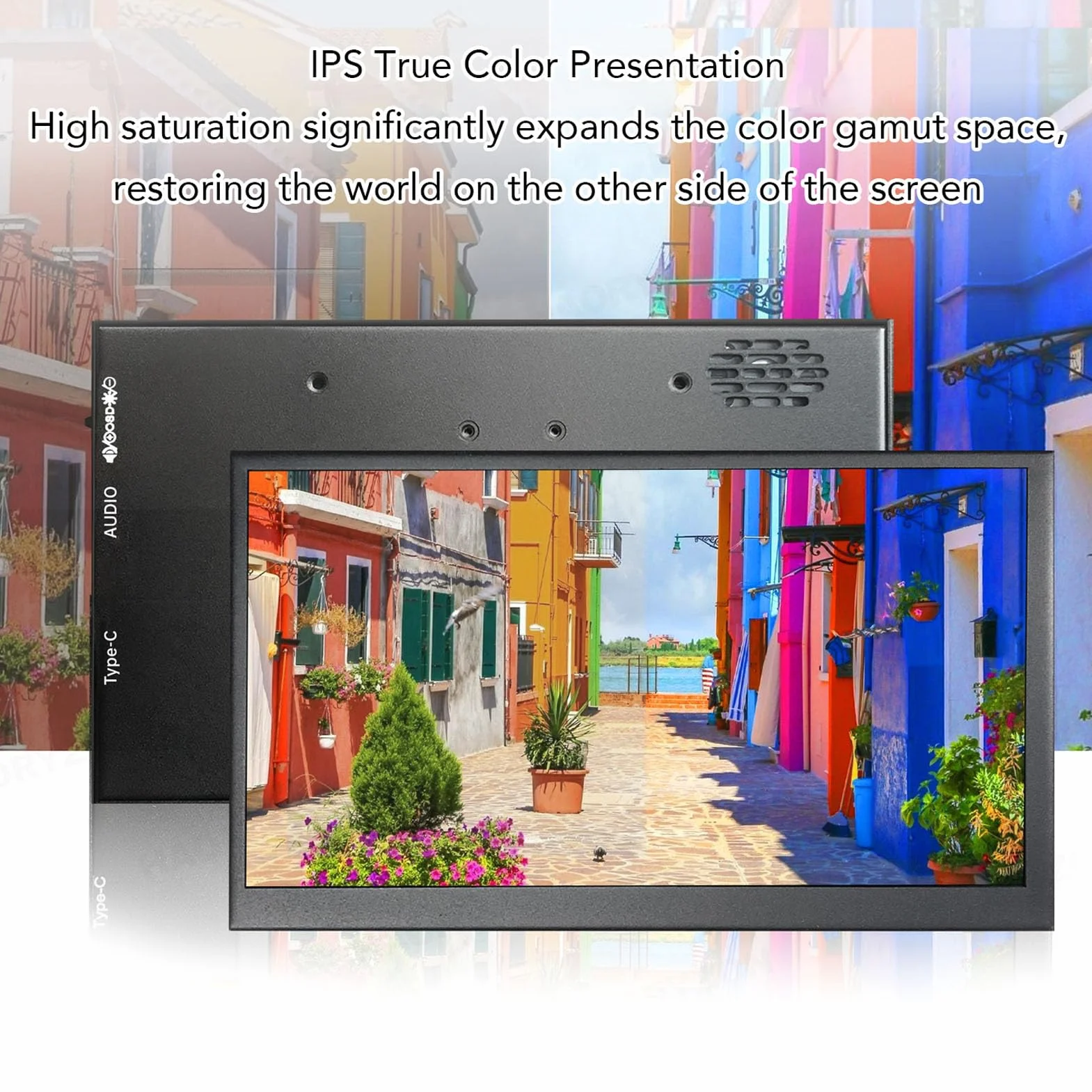 Lazmin112 Przenośny Ekran 7 Cali, Wyświetlacz IPS LCD 1024x600 HD, Kąt Widzenia 170°, Ekran Dotykowy z Podwójnymi Głośnikami, do Telewizora Komputerowego PC, Konsole do Gier dla Laptopów