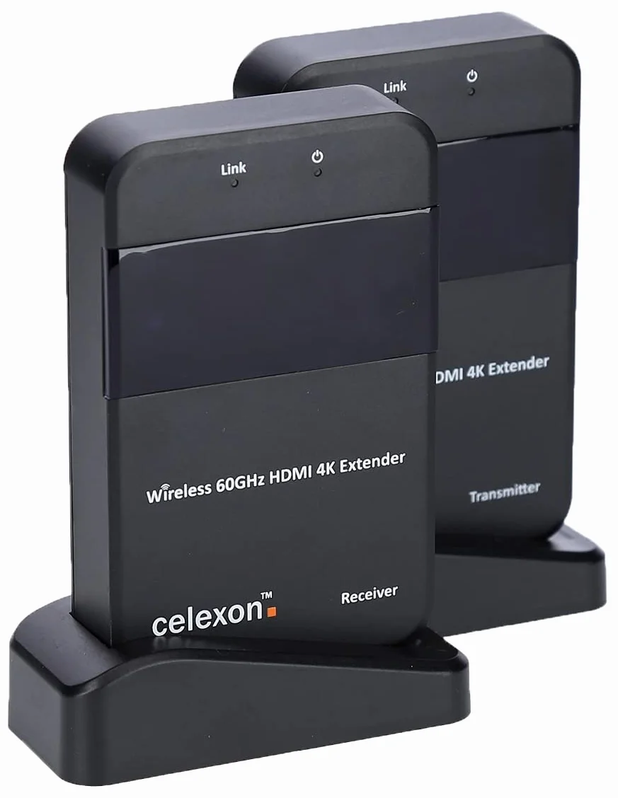 celexon Expert Zestaw radiowy HDMI WHD30M bezprzewodowa transmisja multimediów do 30 m - Rozdzielczość 4K UHD - 3D, WiHD 1.1, Dolby True HD, DTS-HD, LPCM...