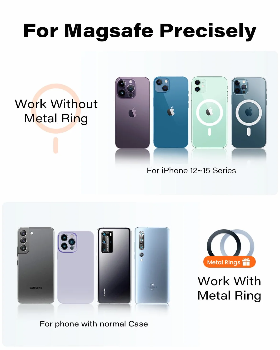 APPS2Car Magnetyczny Uchwyt na Telefon do Siłowni, Kompatybilny z MagSafe, Obrót 360°, do Smartfonów 11,9-16,5 cm, Podstawa i Przegub ze Stopu Metalu, Czarny