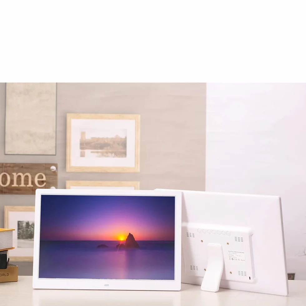 14-Calowa Cyfrowa Ramka Na Zdjęcia O Wysokiej Rozdzielczości 1080P, Elektroniczny Album Fotograficzny, Urządzenie Reklamowe Z Dużym Ekranem, Odtwarzacz Multimed(Biały)