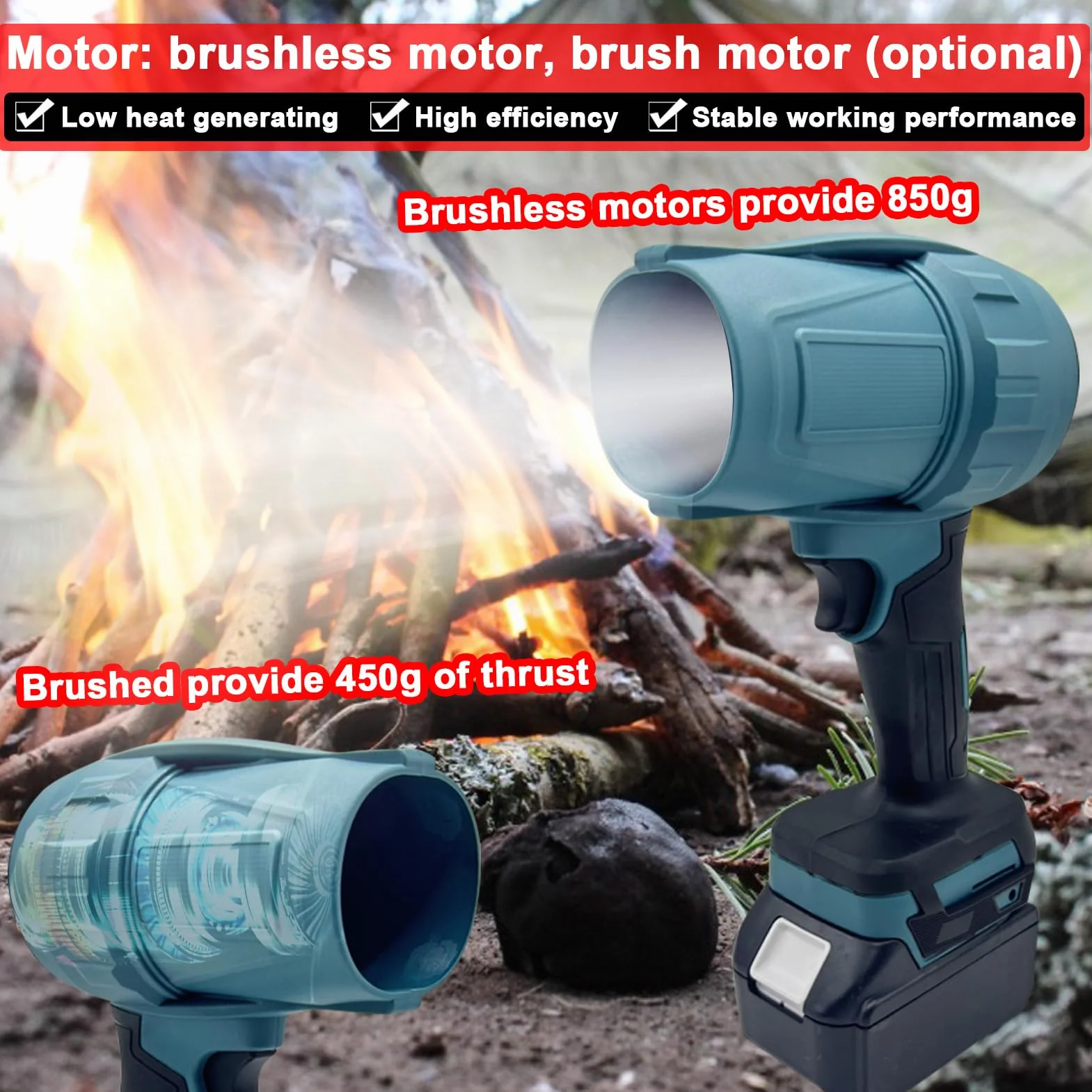 Weytoll akumulatorowa dmuchawa do liści, Jet Turbofan, mini dmuchawa kompatybilna z Makita 18V 1000W, bezszczotkowy silnik turbo wentylator, dmuchawa Jet do kempingu, czyszczenia i warsztatu