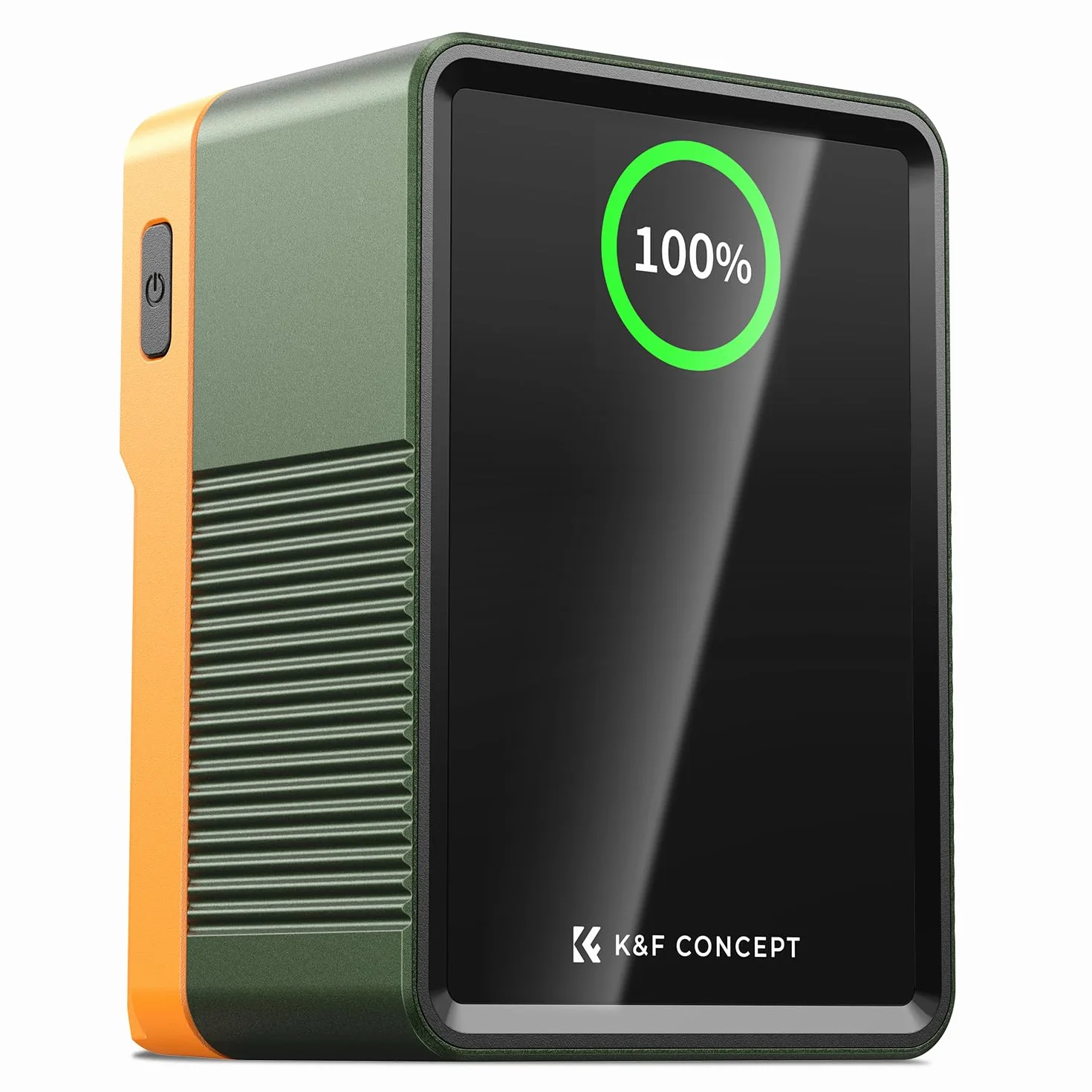 K&F CONCEPT Bateria V 99 Wh z mocowaniem typu V, 100 W, szybkie ładowanie PD, 14,8 V/6700 mAh Mini V Lock z DC/D-Tap, podwójny USB-C / USB-A/ekran TFT do aparatu, kamery wideo, monitora (pomarańczowy)