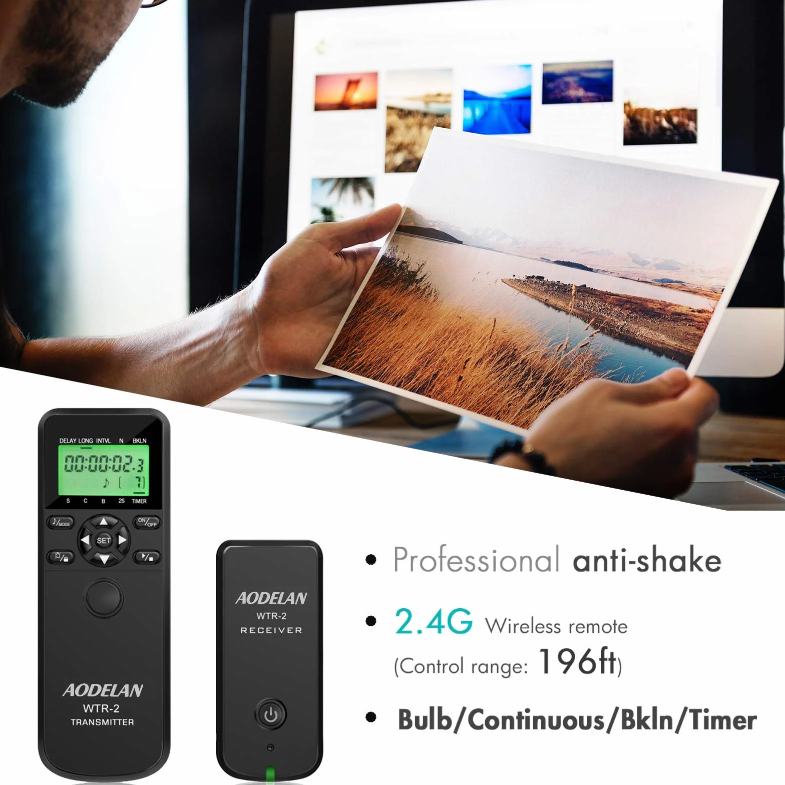 AODELAN Timer pilot zdalnego sterowania zwalniacz migawki bezprzewodowy zestaw do Nikon D3300 D3200 D750 D610 D7200 D5000 D3100 D500 D700 D810 D850 Z7 Z6 Coolpix P1000