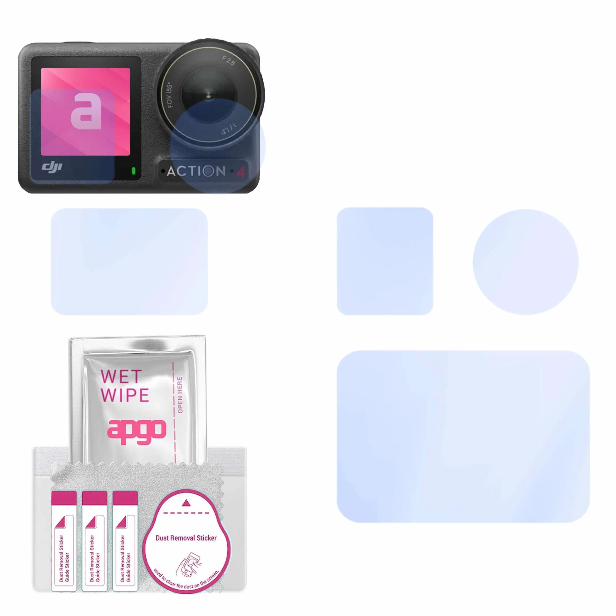 apgo Hybrid Glass 9H Screen Protector dla DJI Osmo Action 4 Pro, szkło hybrydowe 9H, zamiennik hartowanego