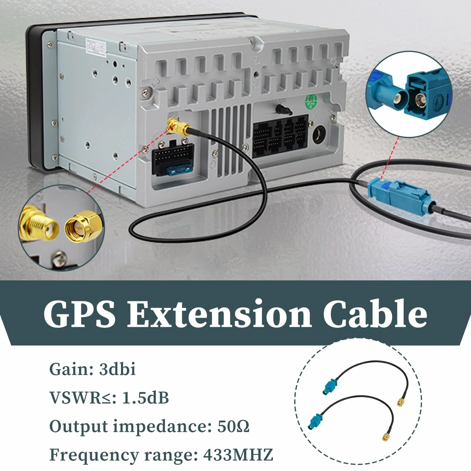 2 sztuki Fakra Z męski na SMA męski adapter anteny samochodowej 15 cm do nawigacji GPS, radia FM Am, Sirius XM, radio cyfrowe Dab, telematyka 4G LTE, złącze koncentryczne RG174, moduł Bluetooth