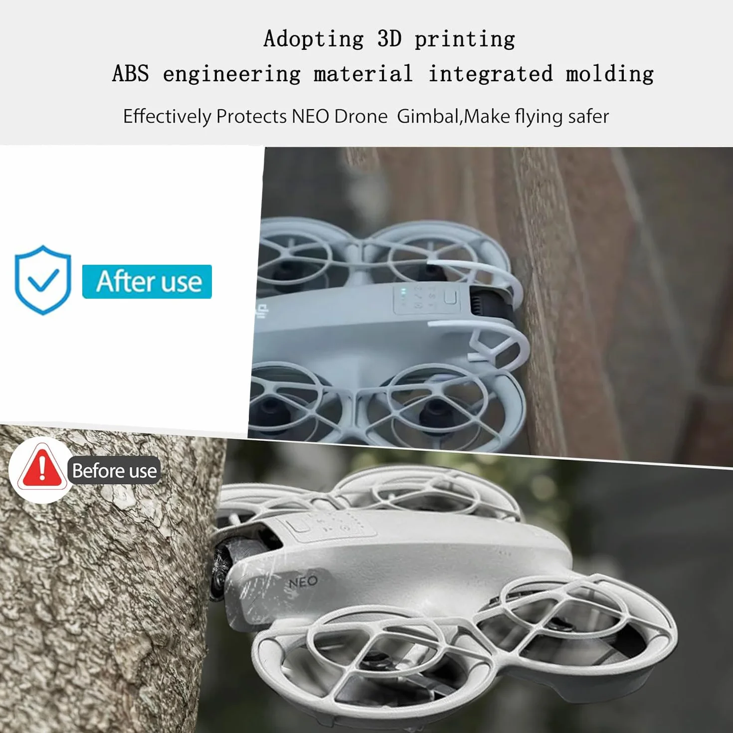 Osłona zderzaka i osłona ogona do akcesoriów DJI Neo, ultralekki materiał ABS, ochrona antykolizyjna do kamery drona DJI Neo / z tyłu, kompatybilne z osłoną gimbala, pomarańczowe