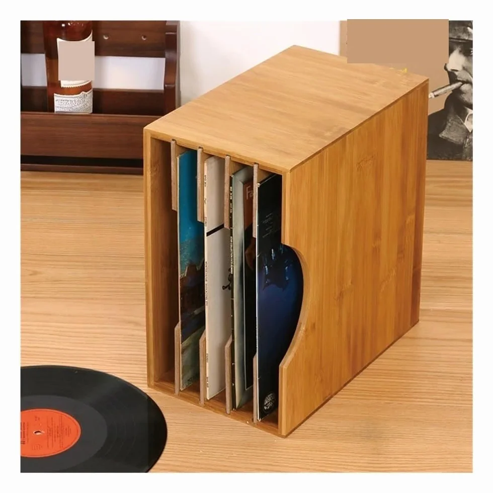 Stojak płytowy na albumy, Organizer na płyty CD Nostalgiczne pudełko kasety Regał Drewniany stary pulpit do przechowywania dokumentów