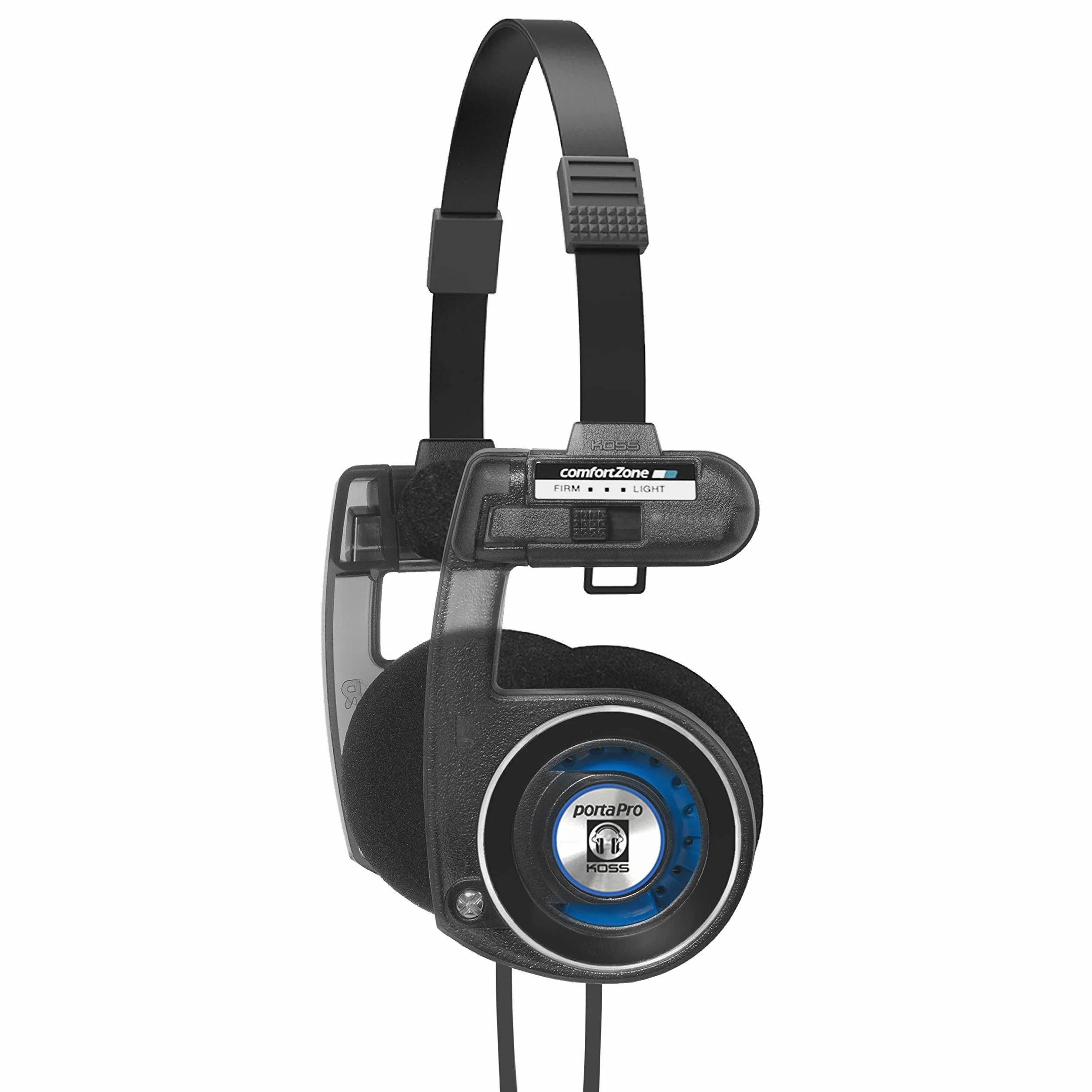 Koss Porta Pro Utility, zdejmowany system wymiennych przewodów, składana konstrukcja, Stealth Grey
