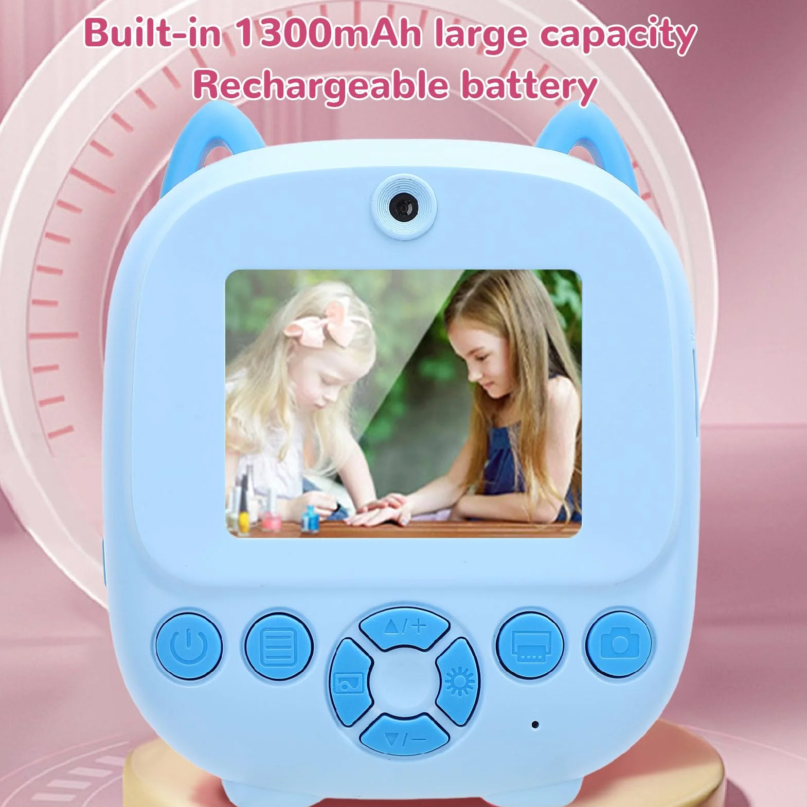 Instant Print Camera, 48MP 1080p Termiczny Druk Bez Atramentu, Przenośne Prezenty Aparatu Cyfrowego dla Dziewcząt Chłopców (BLUE)