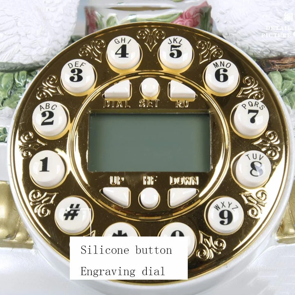 Telefon stacjonarny w stylu retro， Retro Vintage Telefon Silikonowy Klucz Telefon Stacjonarny Wystrój Domu Biuro Metalowy