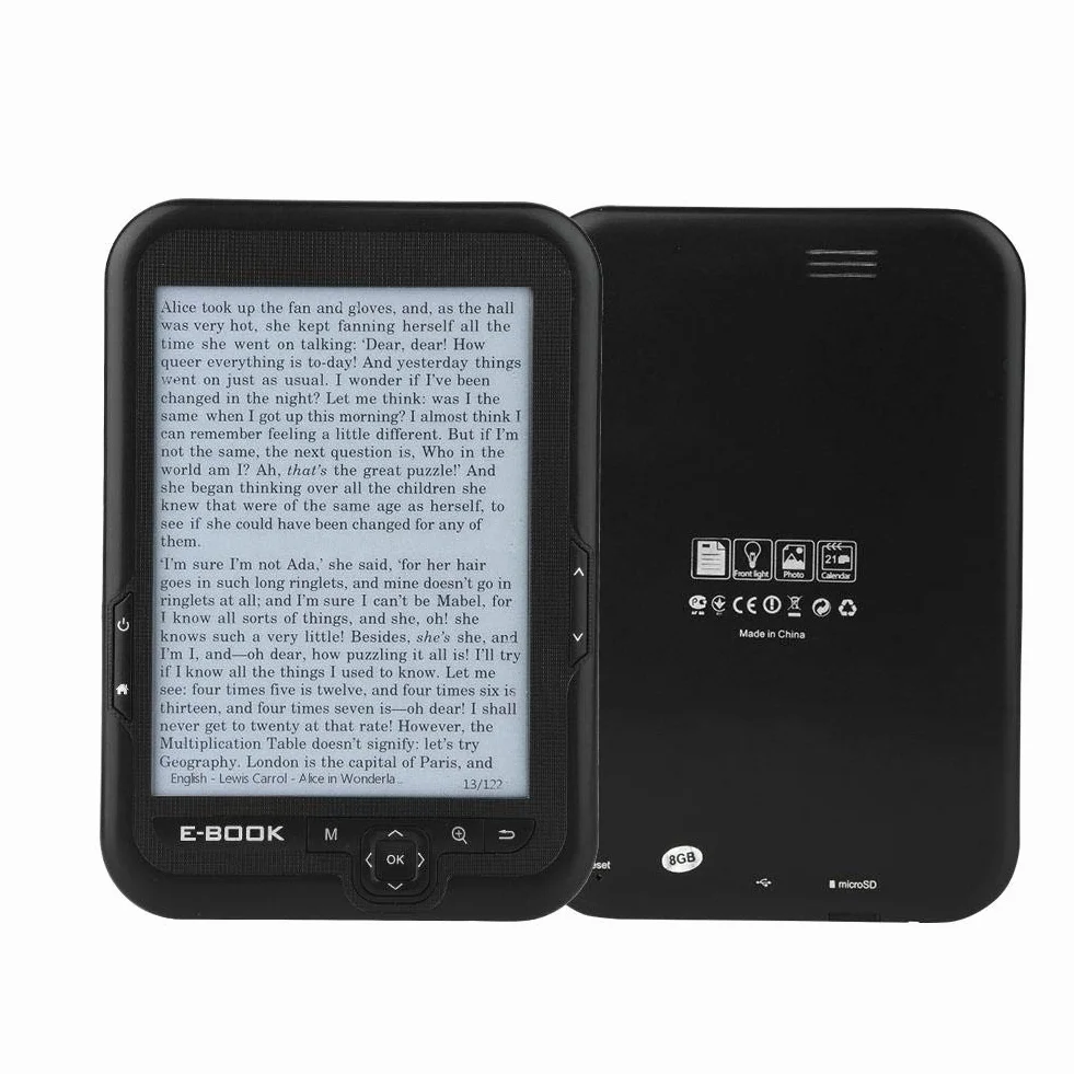 Czytnik e-booków 6-calowy czytnik e-booków z elektronicznym atramentem i 1 parą słuchawek + 1 x kabel USB + 1 x niebieskie etui (8G czarne)