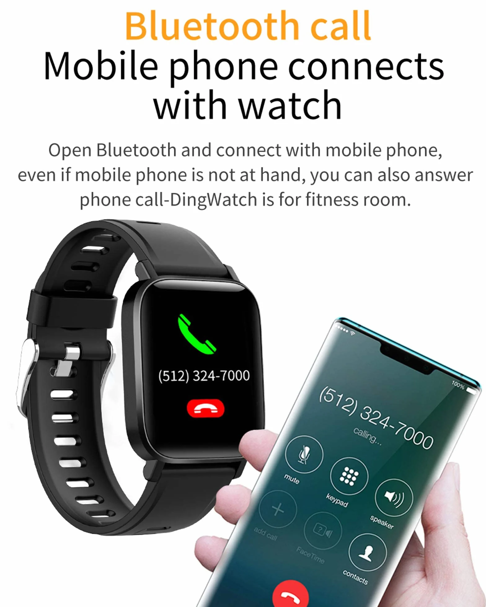 Inteligentny zegarek na Androida iOS Inteligentne zegarki dla mężczyzn Kobiety IP68 Wodoodporny smartwatch sportowy Monitor aktywności fizycznej Tętno Monitor snu Ekran dotykowy Czarny (czarny) little
