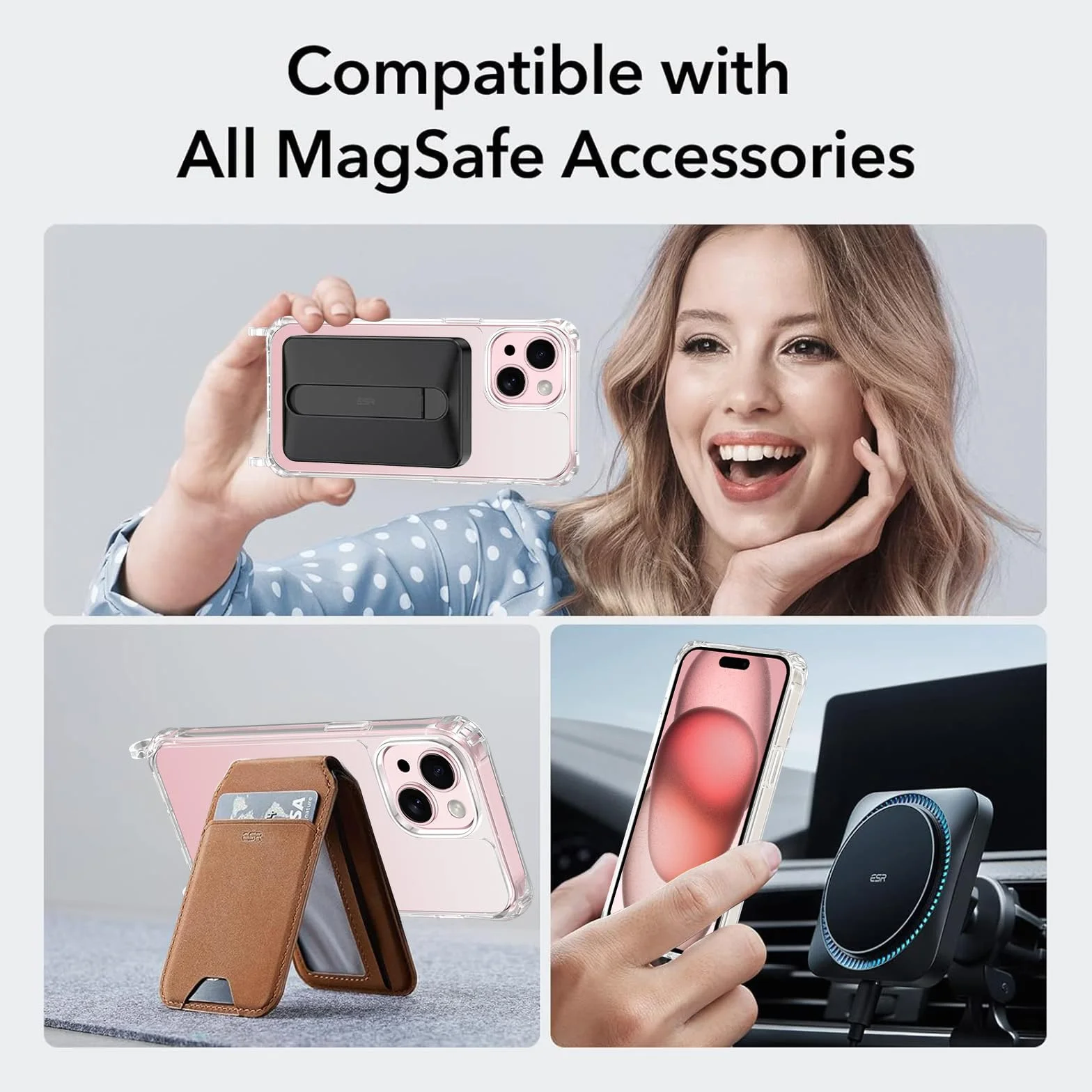 Etui magnetyczne do iPhone 15 ze sznurkiem, kompatybilne z MagSafe, przezroczyste etui z regulowaną smyczą, ultracienkie, miękkie, silikonowe TPU, odporne na wstrząsy etui do iPhone 15