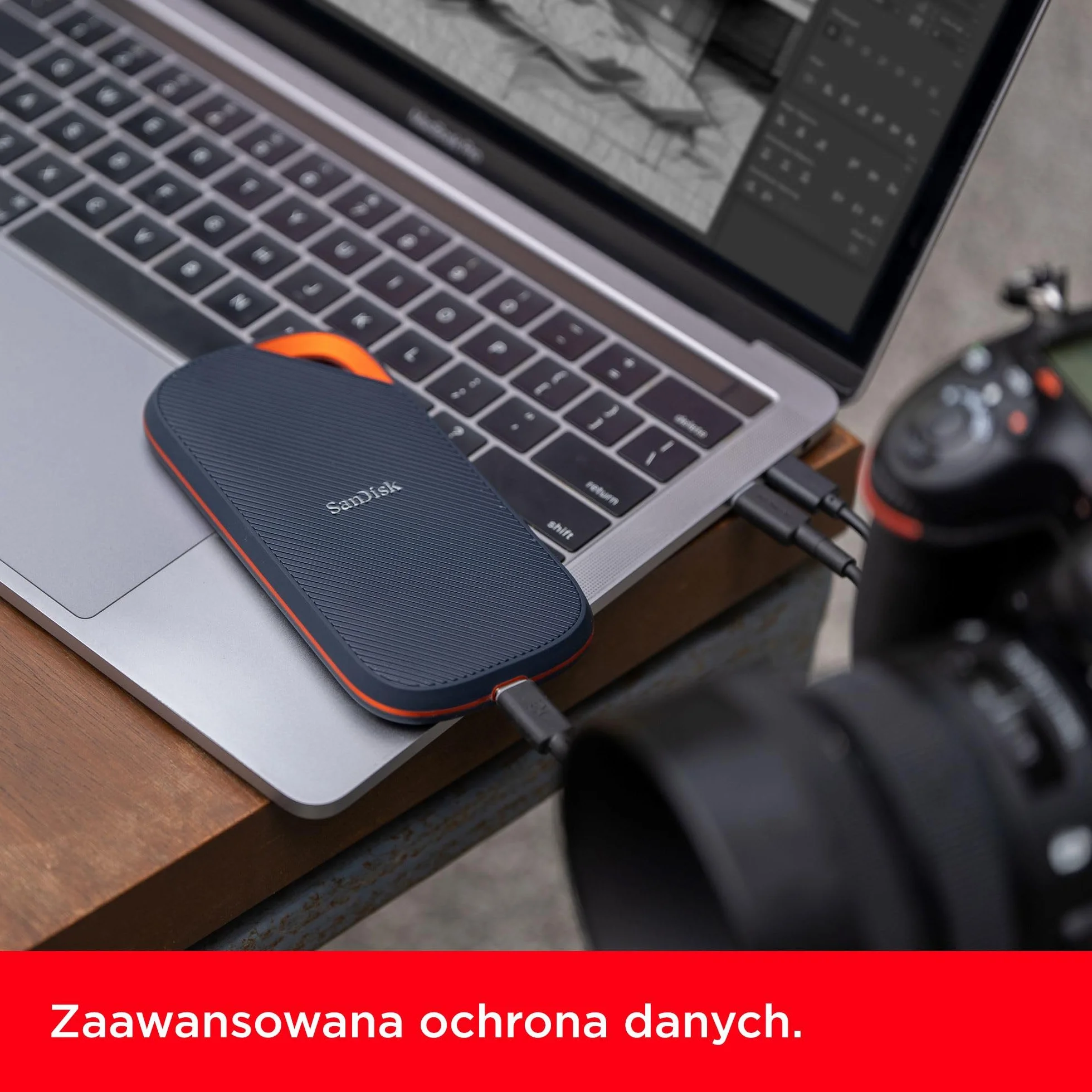 SanDisk Extreme PRO dysk zewnętrzny SSD z USB4, 2 TB, 40 Gb/s, prędkość odczytu do 3800 MB/s i prędkość zapisu do 3700 MB/s