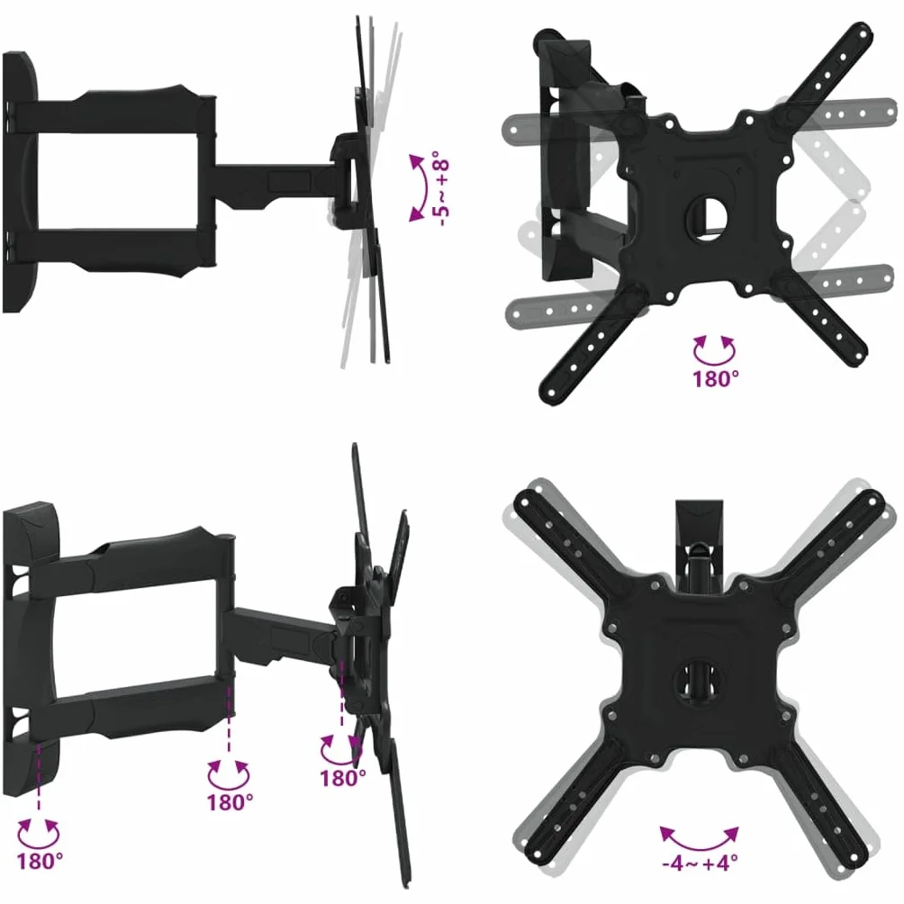 Uchwyt ścienny do telewizora 32-55 cali, stal malowana proszkowo, maks. VESA 400 x 400 mm, nośność 35 kg, wychylna, wysuwana, obrotowa, zajmuje mało miejsca, do salonu i biura
