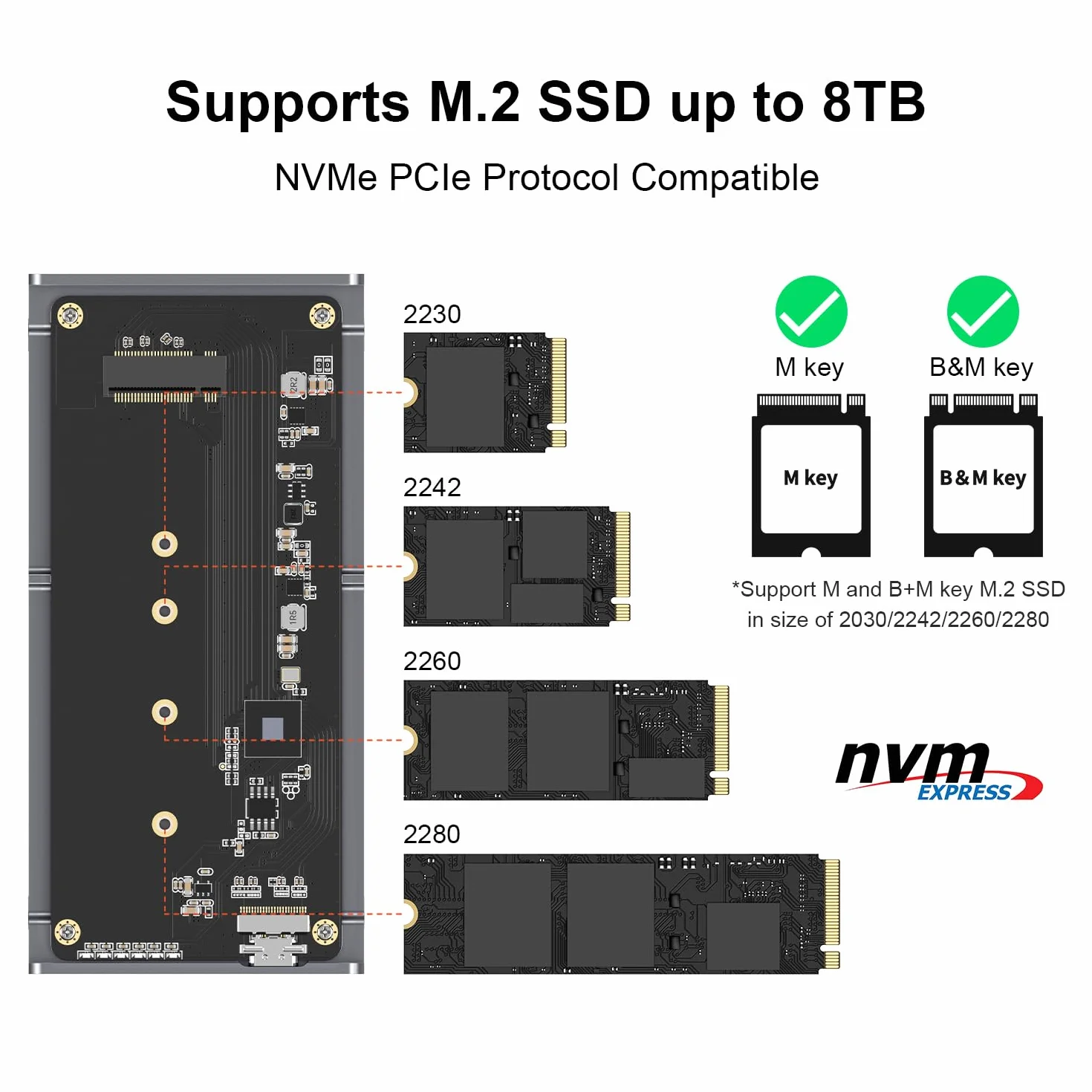 Qwiizlab Bezwentylatorowa obudowa zewnętrzna SSD Thunderbolt USB4 40Gbps z aluminiową podstawą chłodzącą, obsługuje M.2 NVMe PCIe SSD do 8TB (SSD nie jest w zestawie)