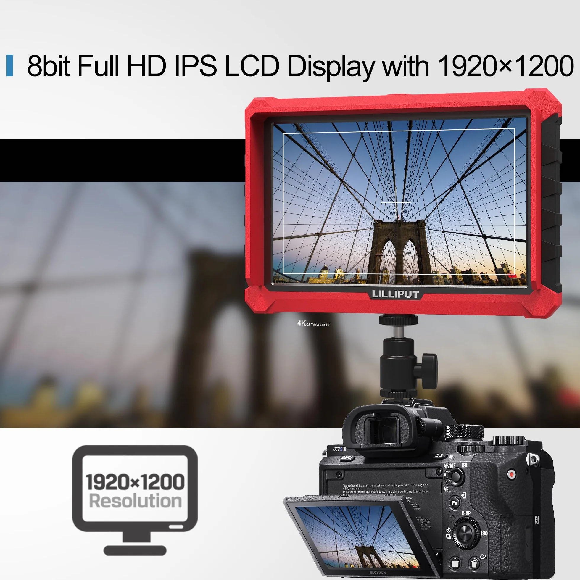 LILLIPUT A7S 7 cali 1920 x 1200 FHD IPS on caméra moniteur, DSLR Moniteur de Champ de Caméra 4K24 HDMI 1.4 Input & Loopout/3G-SDI On Kamera Field Monitor