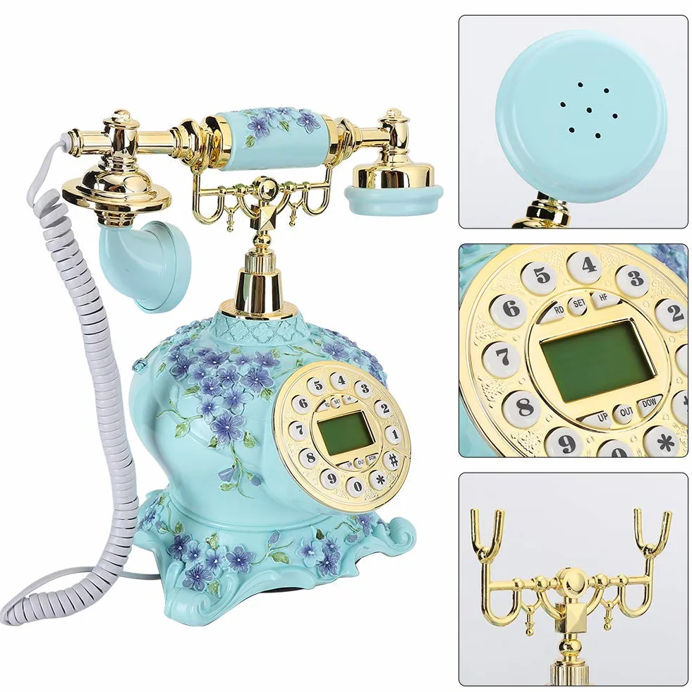 Telefon retro, styl europejski Vintage antyczny stary telefon Retro sprzęt stacjonarny do domowego biura, klasyczny telefon stacjonarny na biurko do biurek w domowym hotelu