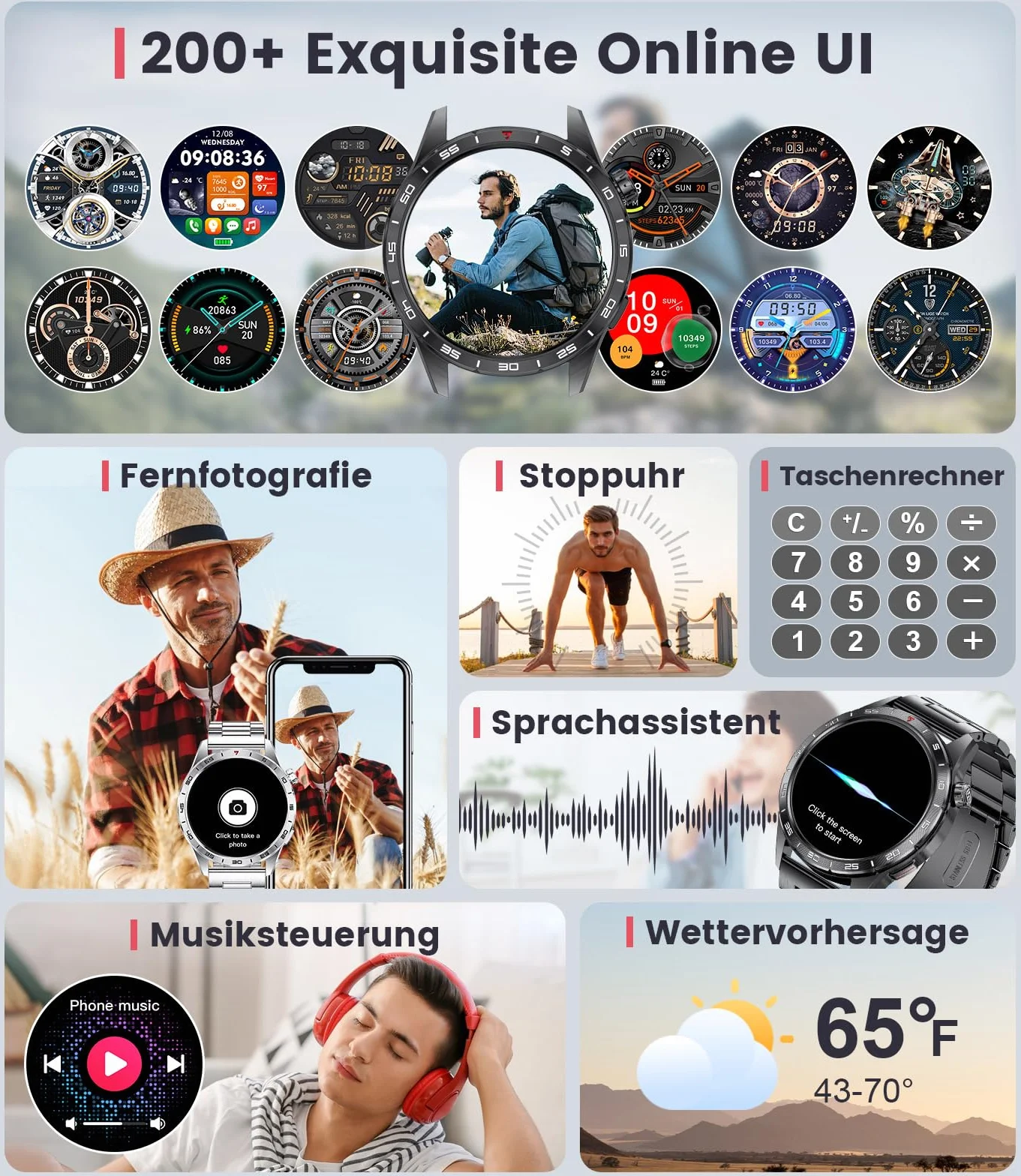 LIGE 2025 męski smartwatch z połączeniem Bluetooth, ekran 1,43 cala, ekran Amoled, 110 trybów sportowych, wodoodporny zegarek fitness IP68 z tętnem, SpO2, monitor snu dla systemu Android iOS