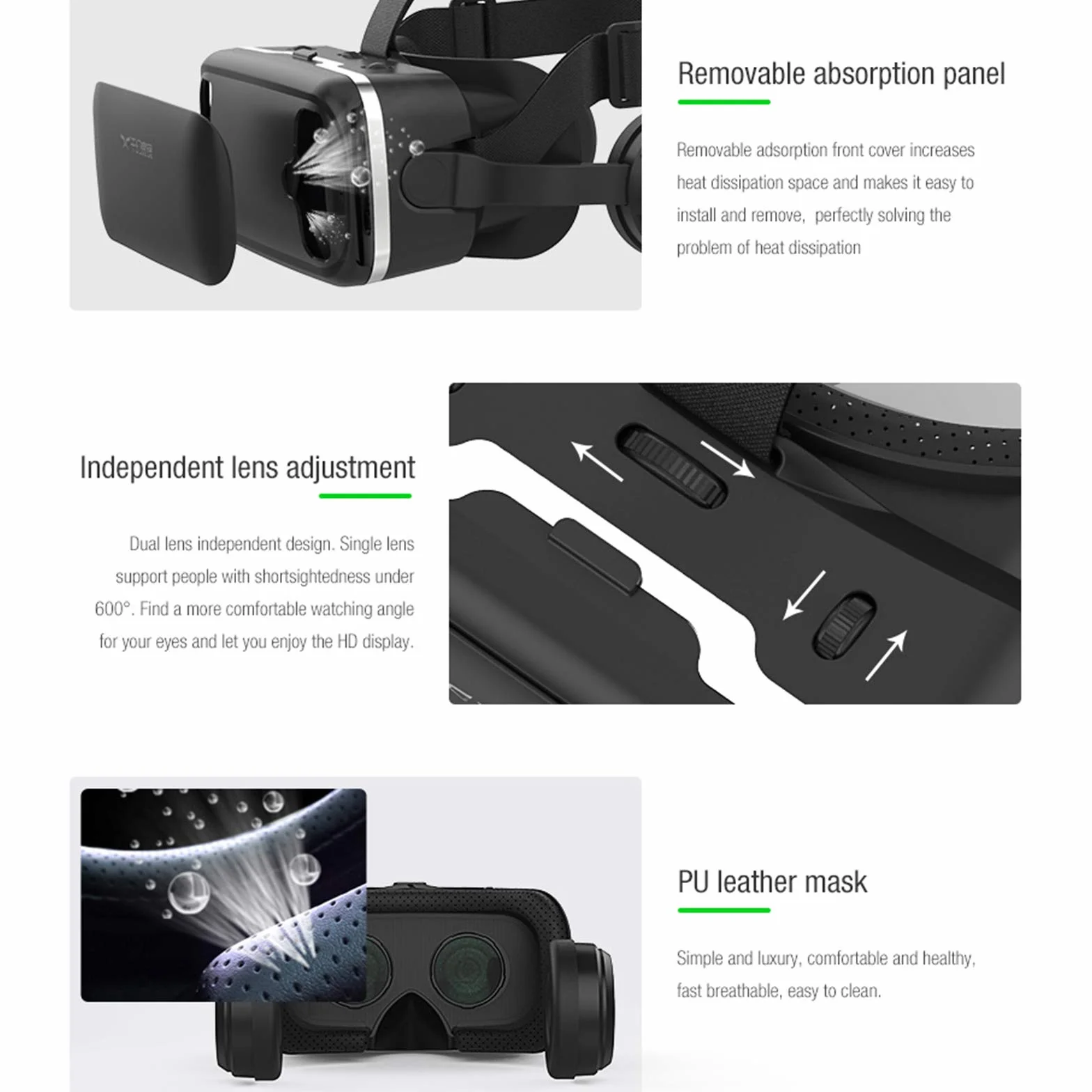 VR Okulary 3D, VR Virtual Reality, VR Smartphone Słuchawki do gier i filmów kompatybilne z iPhonem, Samsung i innymi smartfonami (4,7 do 6,0 cala)