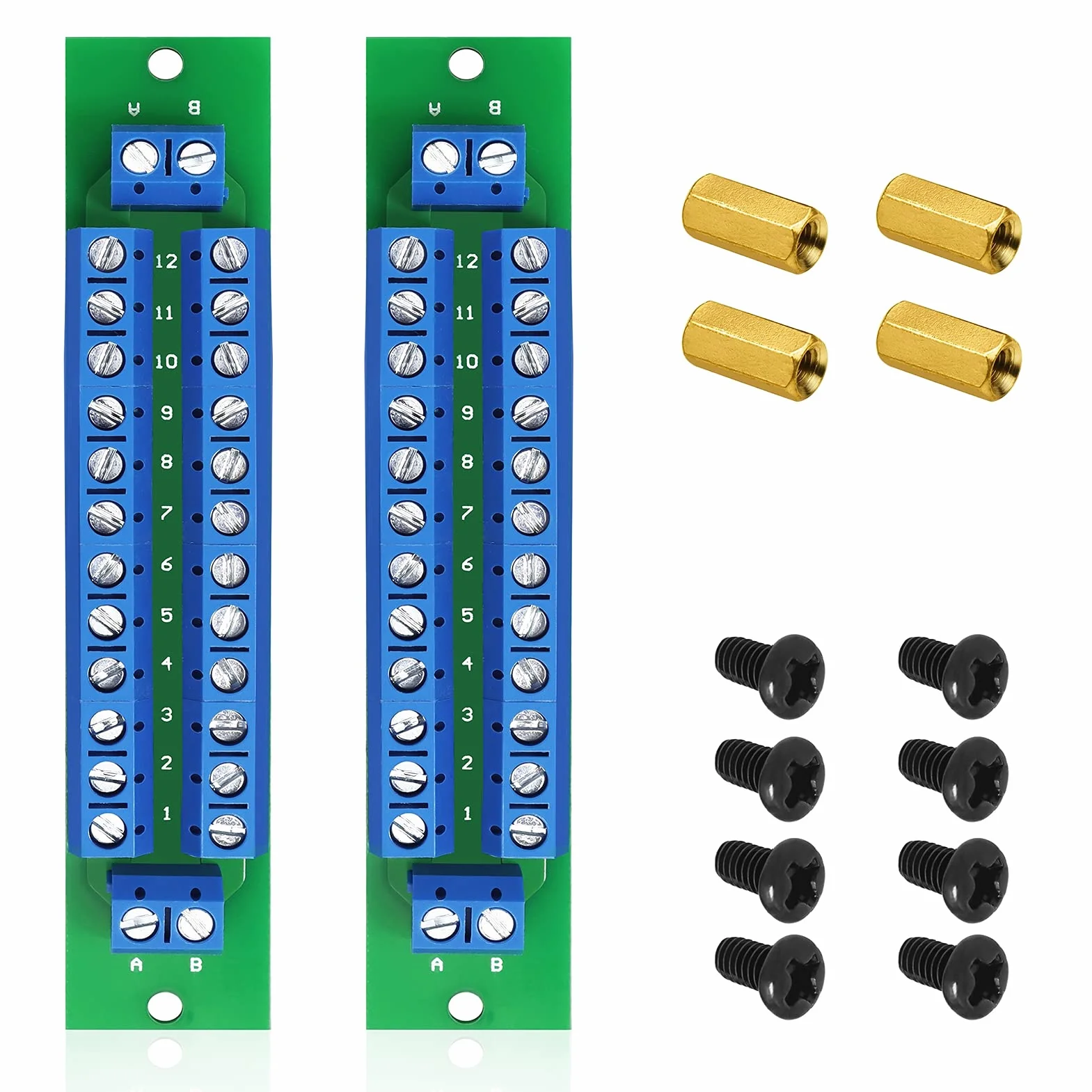 Power Distribution Board Kit, 2 x 12 pozycji, podwójne okablowanie, rozdzielacz prądu, płytka 2 wejścia, 2 x 13 wyjść do DC AC 24 V 10 A