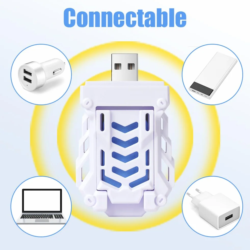 Przenośny odstraszacz komarów USB, elektryczny zabójca owadów, pułapka na owady z 12 tabletkami