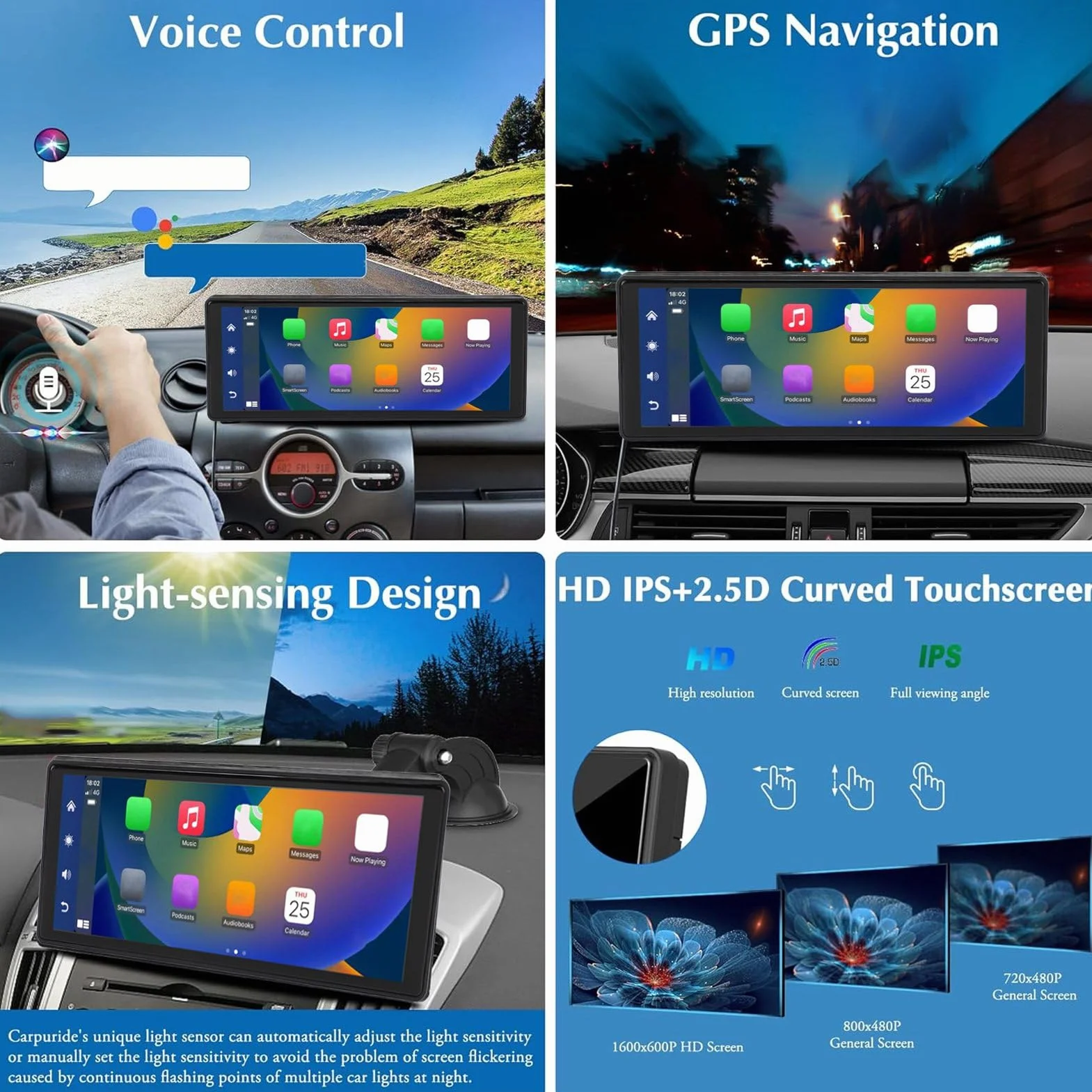 Samochodowe Stereo, Bezprzewodowy 10,26-calowy Ekran Dotykowy IPS Samochodowe Stereo, Przenośny Odtwarzacz Multimedialny BT5.0 Mirror Link, dla dla Android Auto