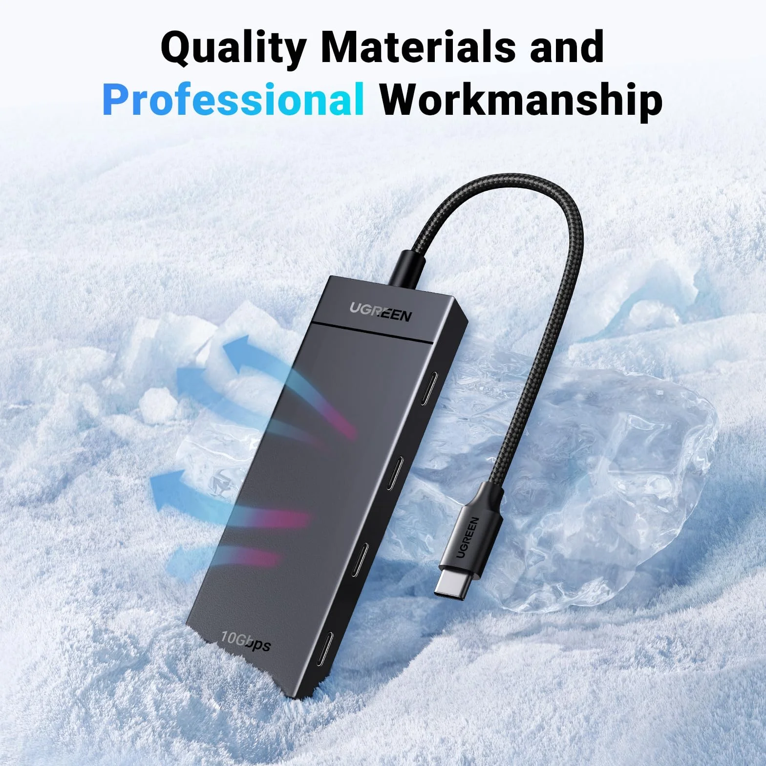 UGREEN USB C Hub 10 Gbps, adapter z 4 portami USB C 3.2, szybki wieloportowy rozdzielacz USB C do iPhone'a 15/15 Pro, MacBooka Pro, iPada Pro, Galaxy S23 i innych urządzeń | Szybki rozdzielacz wieloportowy do iPhone 17, serii Galaxy S25, MacBook, iMac, iP