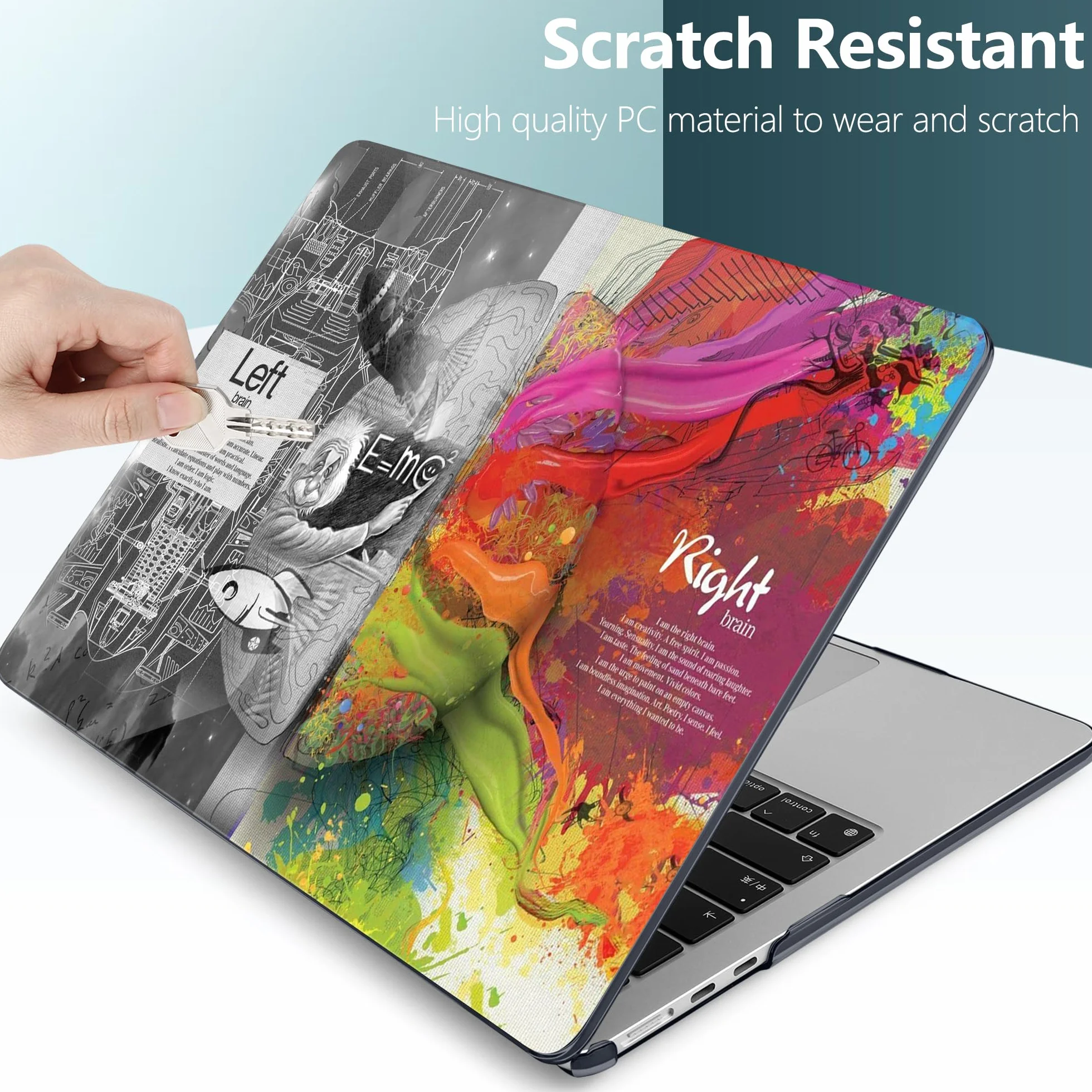 TWOLSKOO Etui M2 MacBook Air 13,6 cala 2022 A2681 z Touch ID, plastikowa twarda obudowa z osłoną ekranu i osłoną klawiatury i folią gładzika do MacBooka Air 13 M2 2022, kreatywny mózg