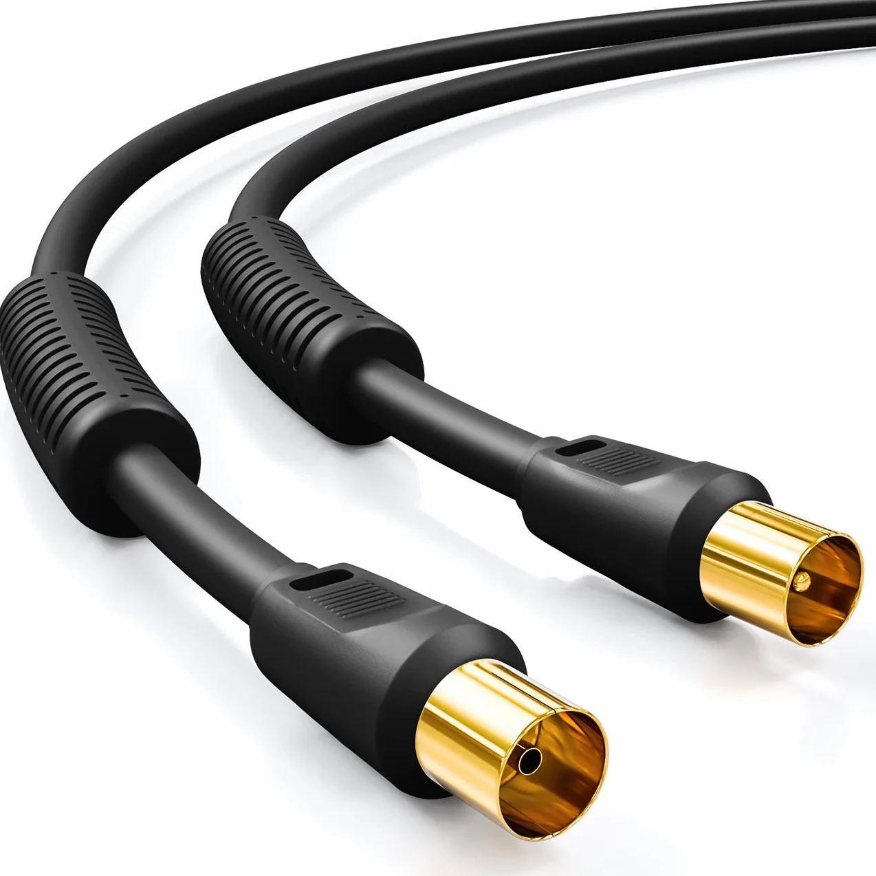 deleyCON 6m TV Kabel Antenowy IEC HDTV Koncentryczny 4-Krotne Ekranowanie Rdzeń Ferrytowy DVB-T DVB-T2 DAB Czarny