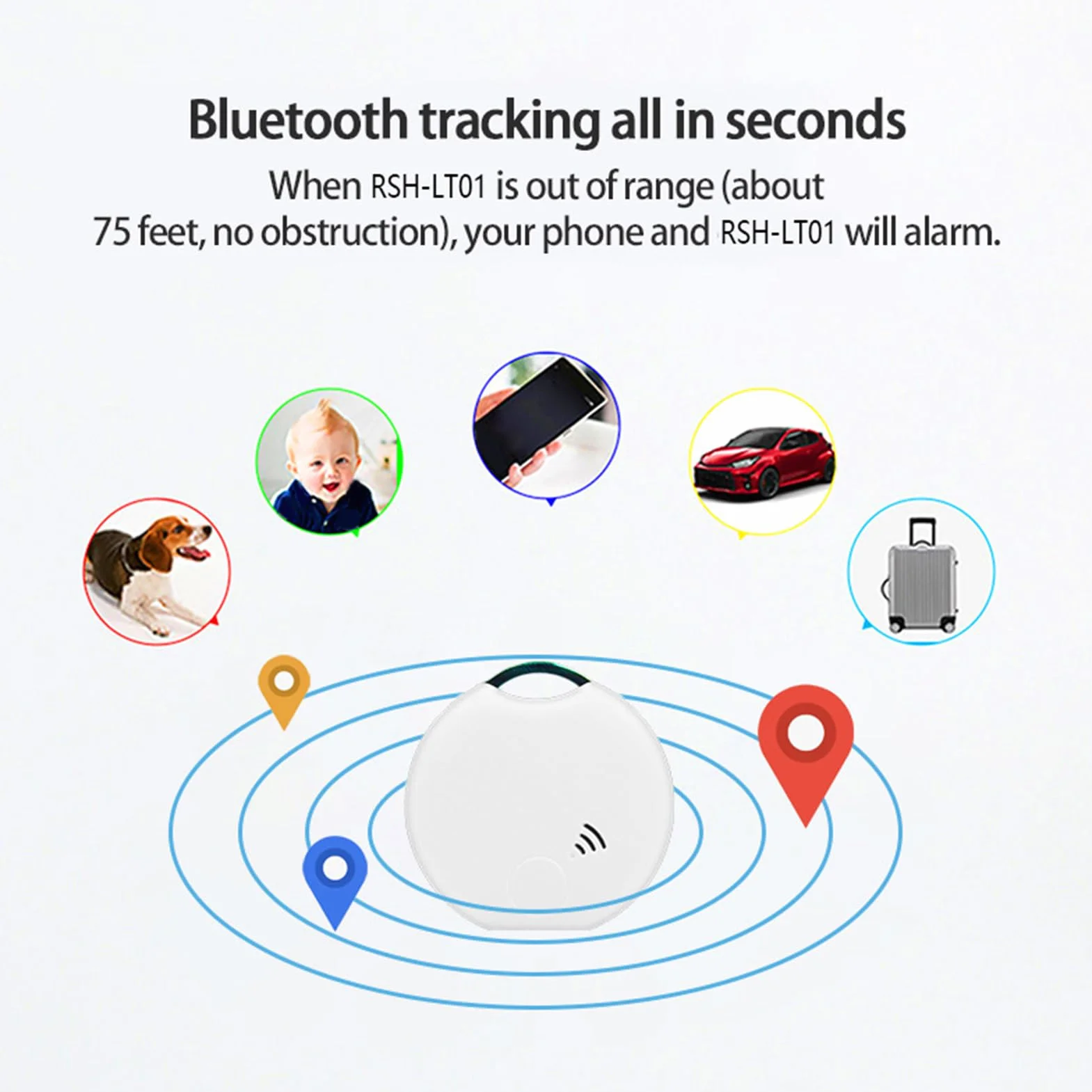 lokalizator zwierząt domowych, inteligentny tracker dla zwierząt domowych, kompaktowe akcesorium do monitorowania 4 x 3,8 x 0,8 cm, wydajna funkcja wykrywania ścieżek, narzędzie zapobiegające