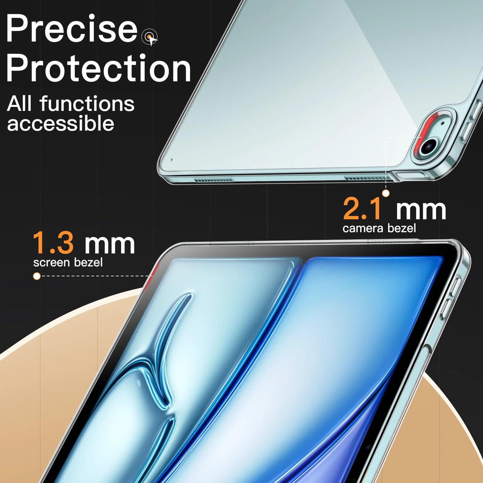 JETech Etui iPad Air 13 Cala M4/M3/M2 (2026/2025/2024) Przezroczyste Anty-Żółknące Odporny na Wstrząsy PC TPU