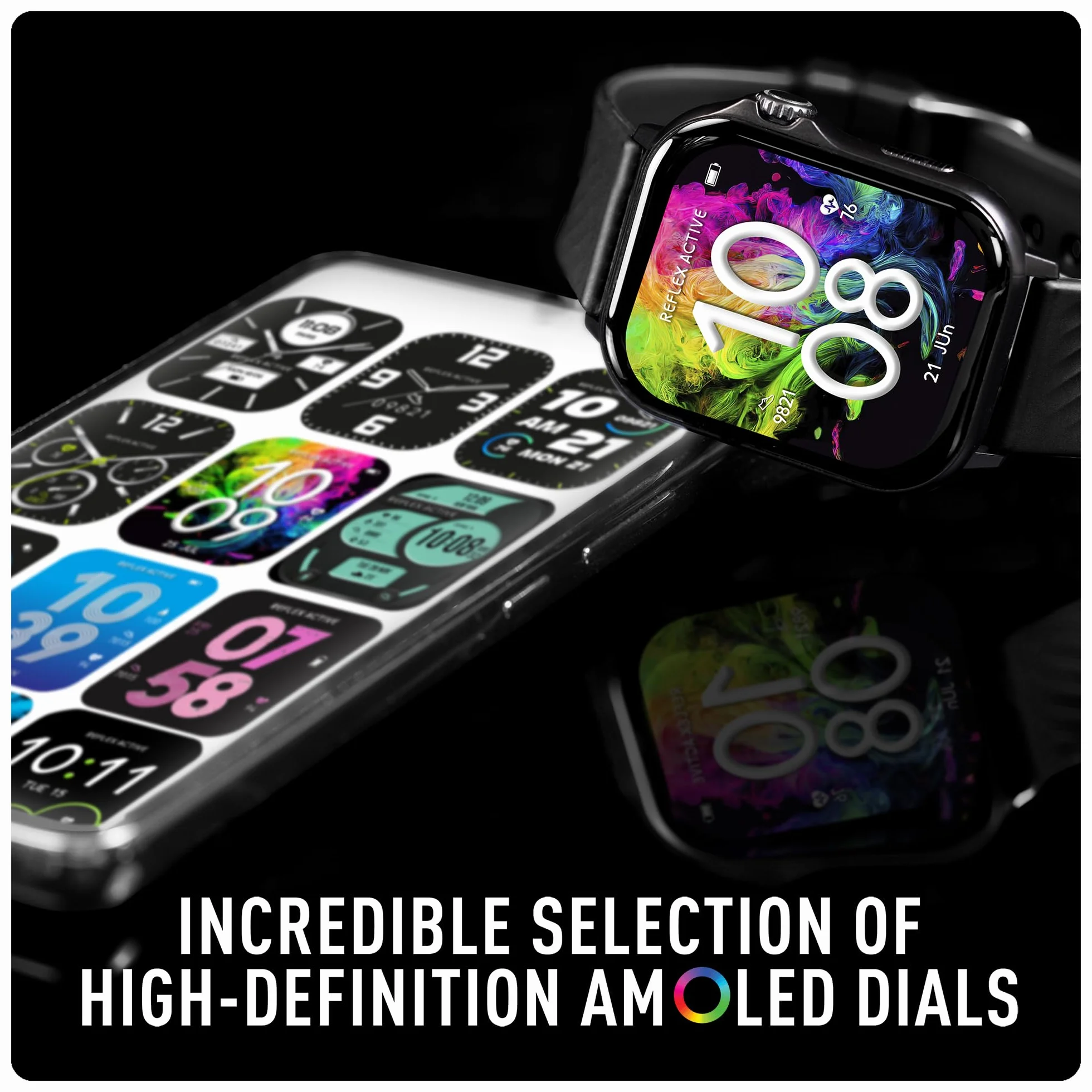Reflex Active Venture AMOLED GPS Calling czarny pasek Smart Watch