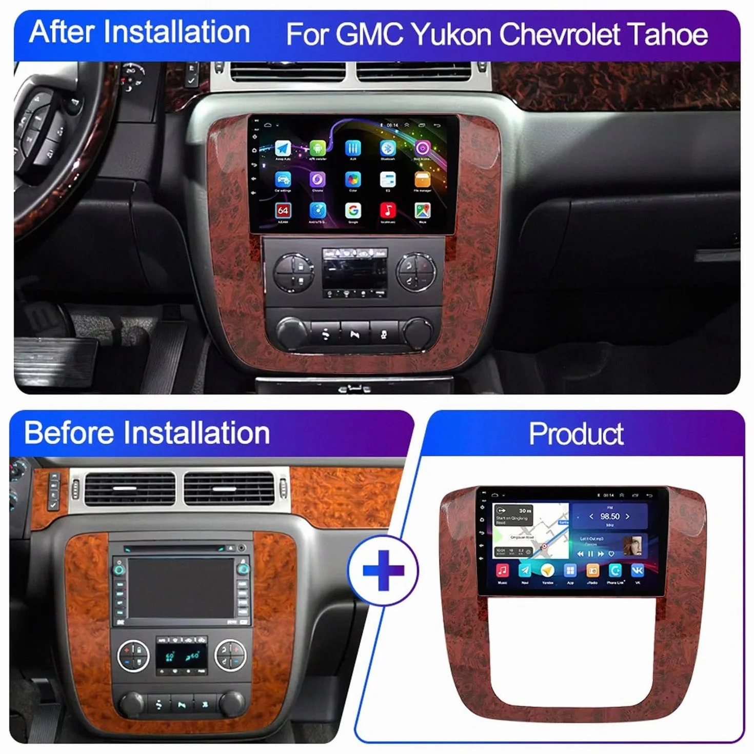 Multimedia Radio dla GMC Yukon Chevrolet Tahoe Suburban 2007-2012 Android 15 9 Inch Car Navigation Wireless Carplay For, 4 Core 4G+64G