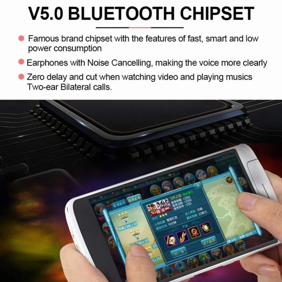 StereoBluetooth 5.0 sportowe słuchawki douszne z futerałem, bezprzewodowe, do iPhone Samsung Huawei, z mocnym powerbankiem, wodoszczelne IPX6, mikrofon, Sport, Blue