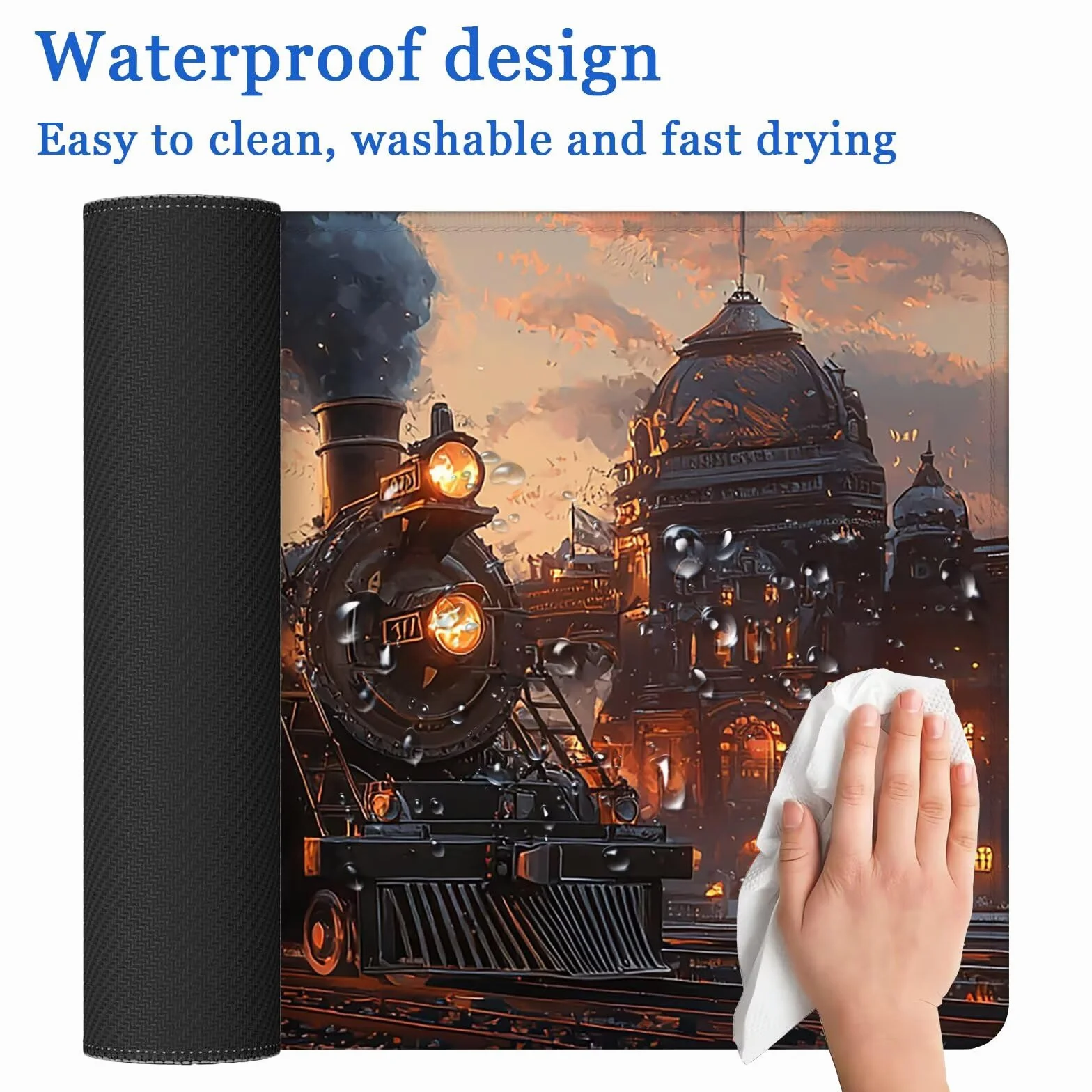Podkładka pod mysz 1200 x 600 mm, podkładka pod mysz do gier w stylu retro, podkładka pod mysz do pociągu z antypoślizgową gumową podstawą, specjalna powierzchnia, poprawa dokładności i szybkości, do