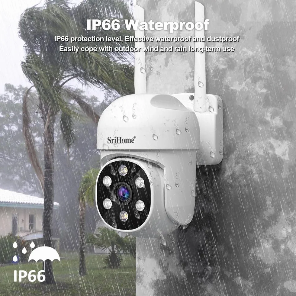 SRIHOME 1080P WiFi monitoring PTZ kamera IP humanoidalna wykrywanie i śledzenie ruchu noktowizor wodoodporny IP66 (2 sztuki sztuk)