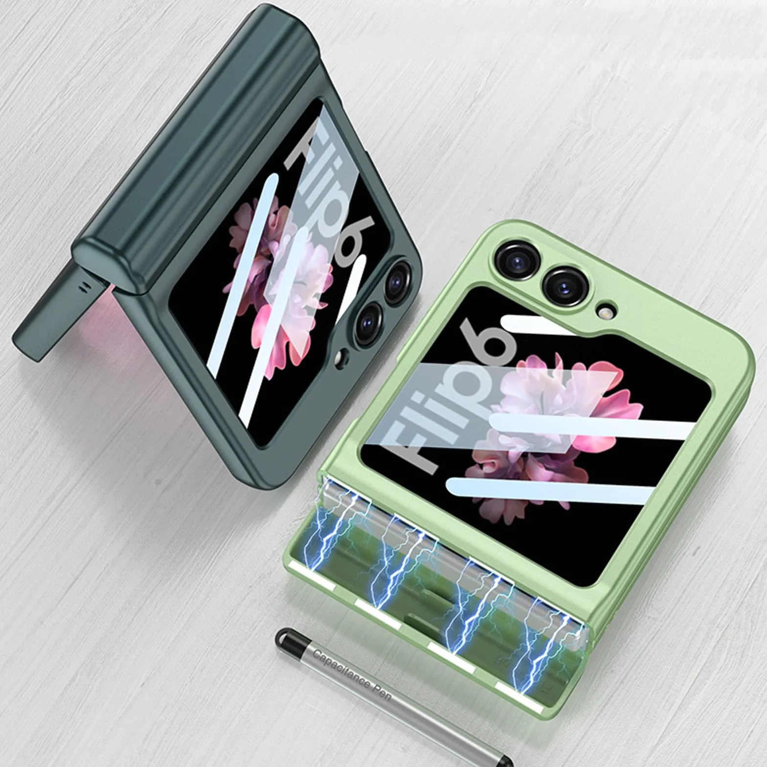 Etui do Samsunga Galaxy Z Flip 6, uchwyt S-Pen z magnetycznym zawiasem, wszechstronne etui na telefon komórkowy z etui ochronnym na ekran ze szkła hartowanego, czarne