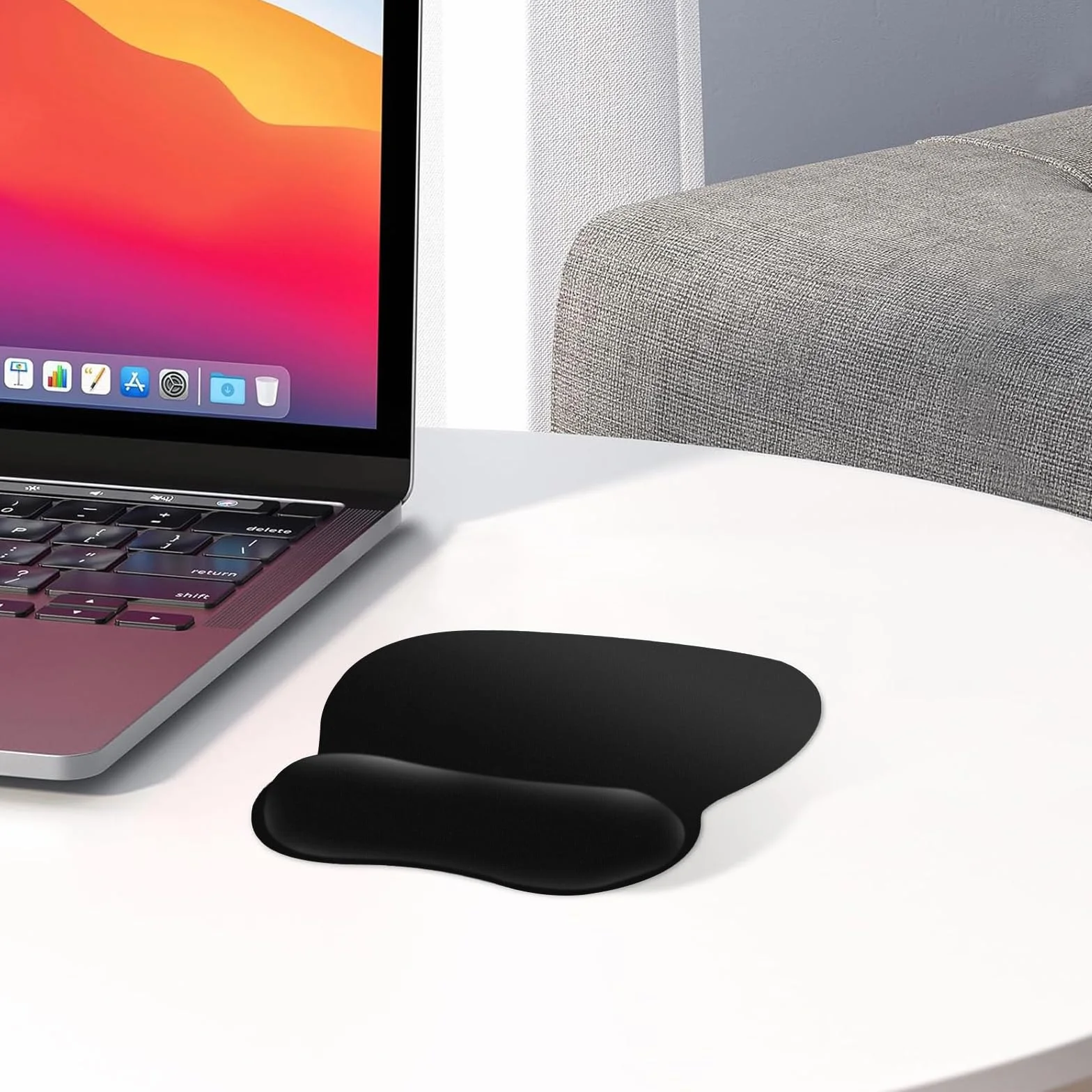 EooCoo Podkladka Pod Mysz na Nadgarstek, Podkładka Pod Myszkę z Poduszką, Ergonomiczna Mouse Pad, Ultracienka i Odporna na Ścieranie, Akcesoria Biurowe i Podróżne na Biurko do PC i Laptopa, Czarna