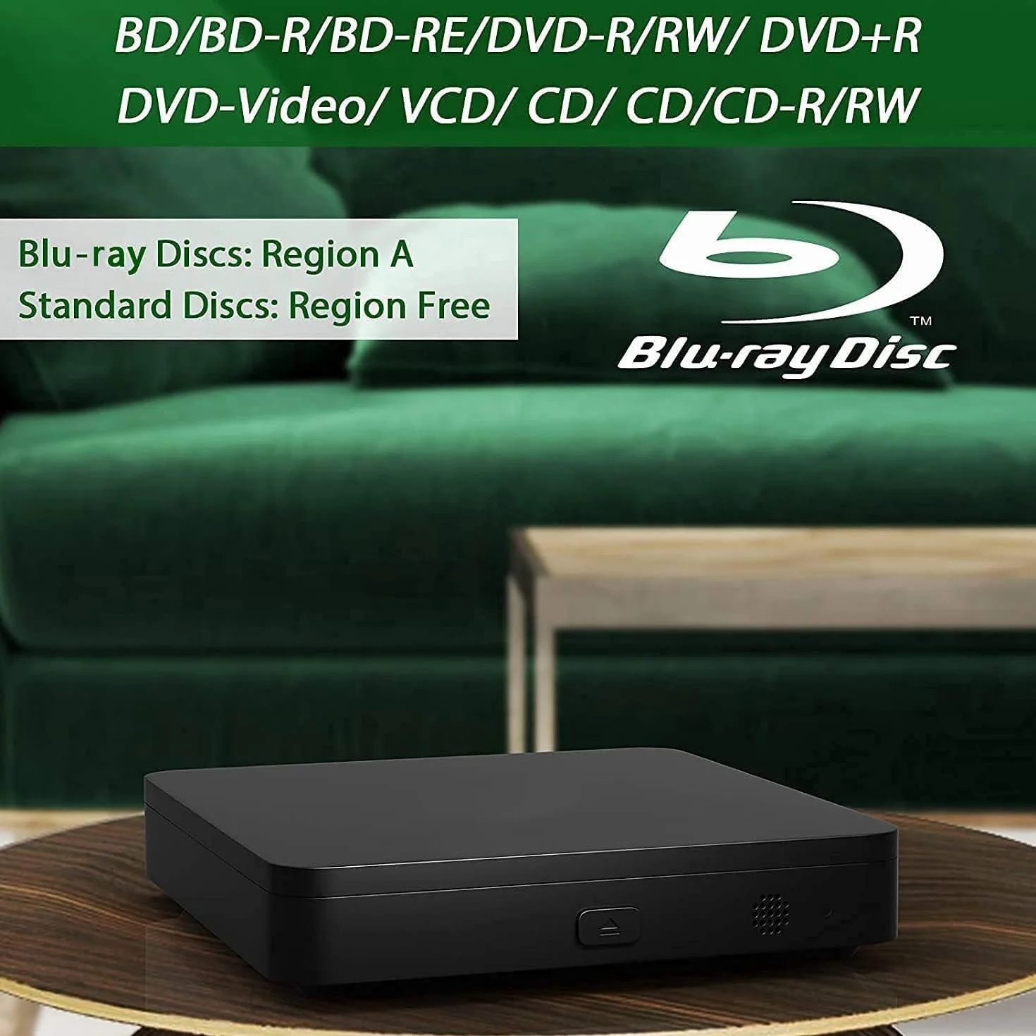 Odtwarzacz DVD Blu Ray, system dysku do kina domowego 1080p, odtwarzanie wszystkich płyt DVD i regionu B 2 Blu-rays, obsługuje maks. 128G