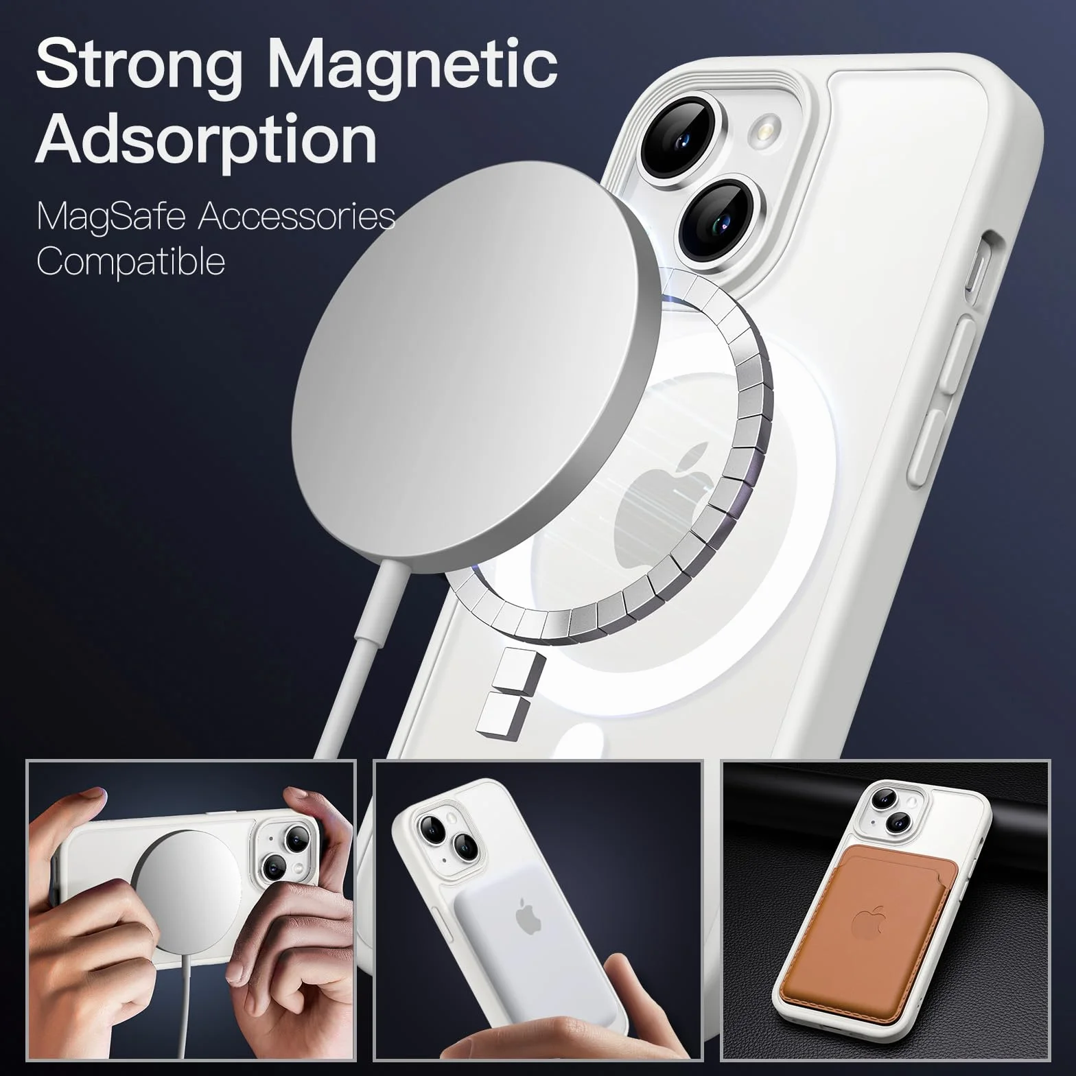 JETech Etui iPhone 14 6,1 Cala MagSafe Półprzezroczysta Matowe Szczupły Odporny na Wstrząsy Case
