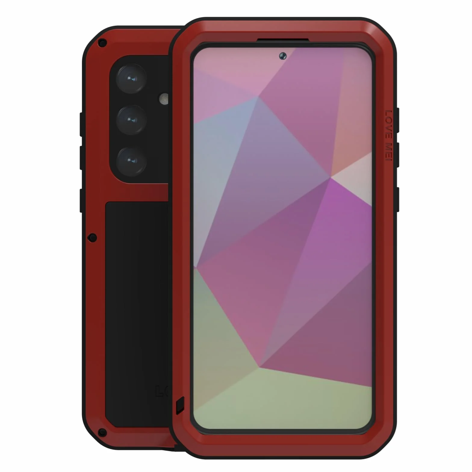 LJFLYXRI Wytrzymałe etui ochronne na całą obudowę do Galaxy S24 firmy – wytrzymałe aluminiowe i silikonowe, odporne na wstrząsy etui z wbudowaną osłoną ekranu (czerwone, S24)