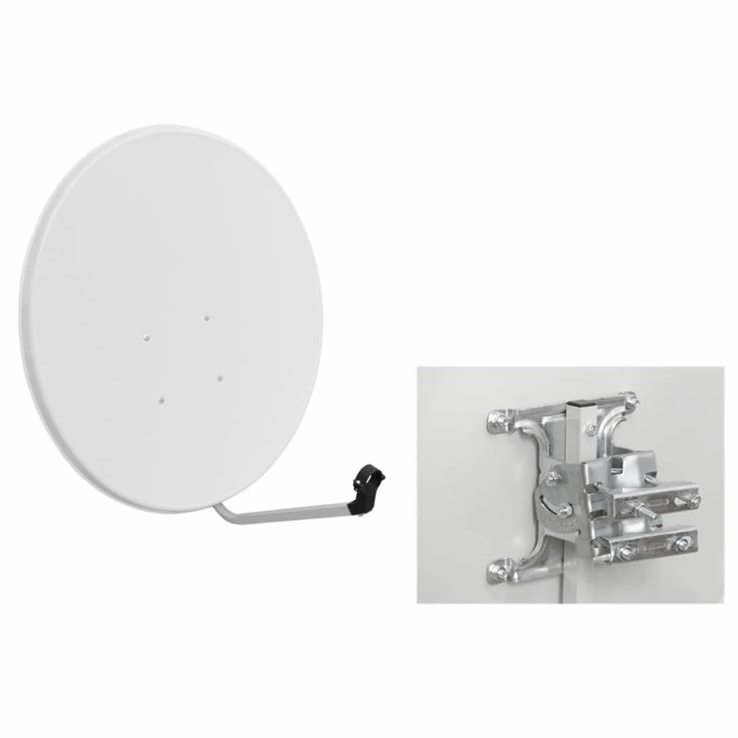 Antena satelitarna LTC 90 cm | Stal ocynkowana odporna na wiatr, aluminium, uniwersalny uchwyt do konwertera (Biały)