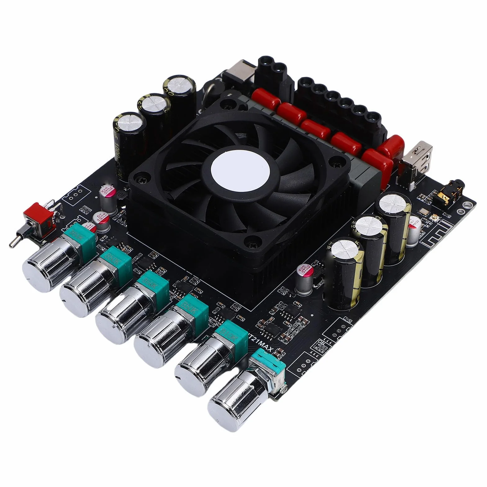 2.1-kanałowa Płyta Wzmacniacza Audio, ABS Cyfrowa Płytka Wzmacniacza Subwoofera XY HT21MAX 2x200W Plus 400W AUX Wejście USB do Kina Domowego Samochód Głośniki Zewnętrzne