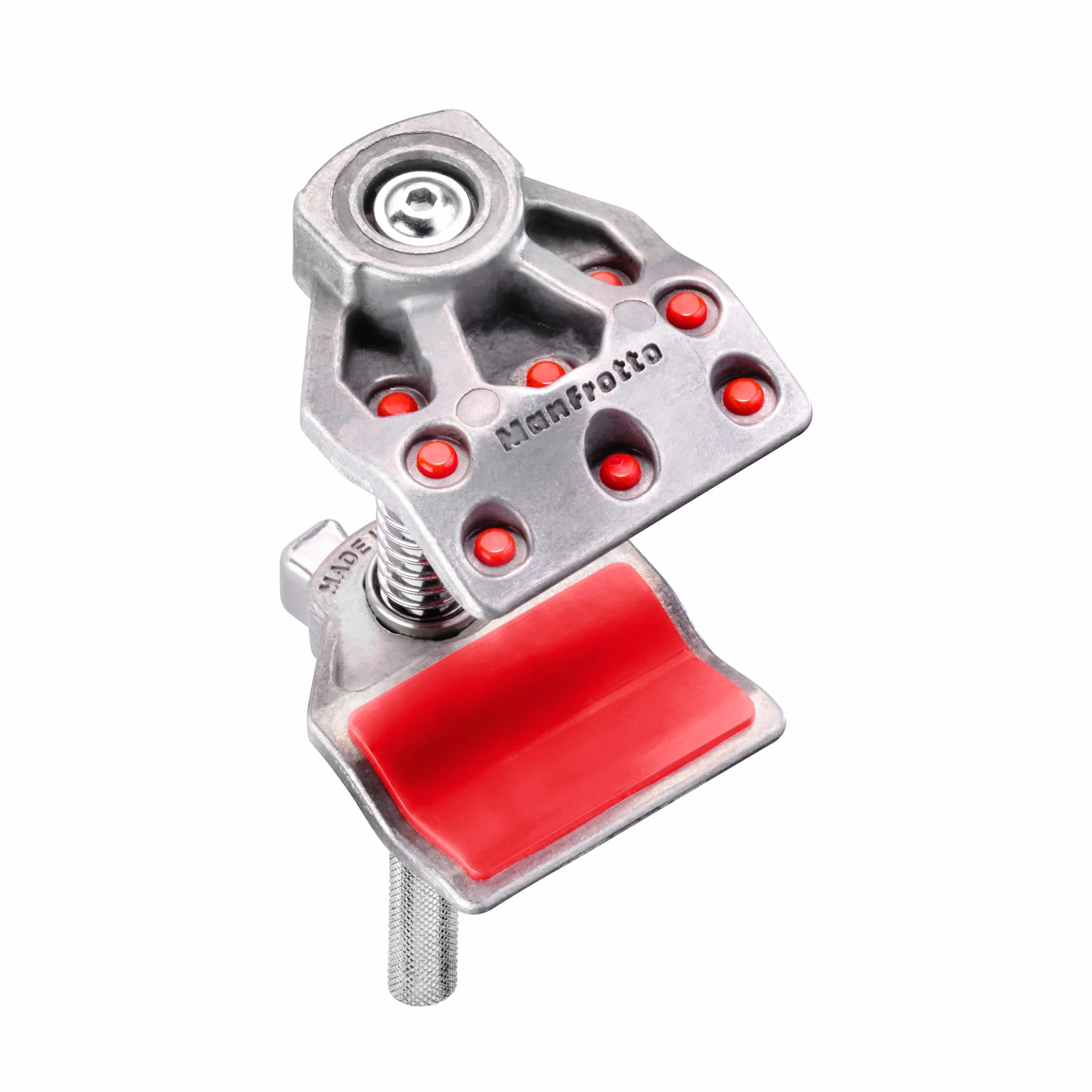 Manfrotto Zacisk szczękowy z mikro końcem 5 cm, pojemność otwarcia 2 cala/5 cm, maks. obciążenie 55 funtów/25 kg, wałek radełkowany, gwint wewnętrzny 1/10.2 cm, adapter męski 1/10.2 cm do 1/10.2 cm.