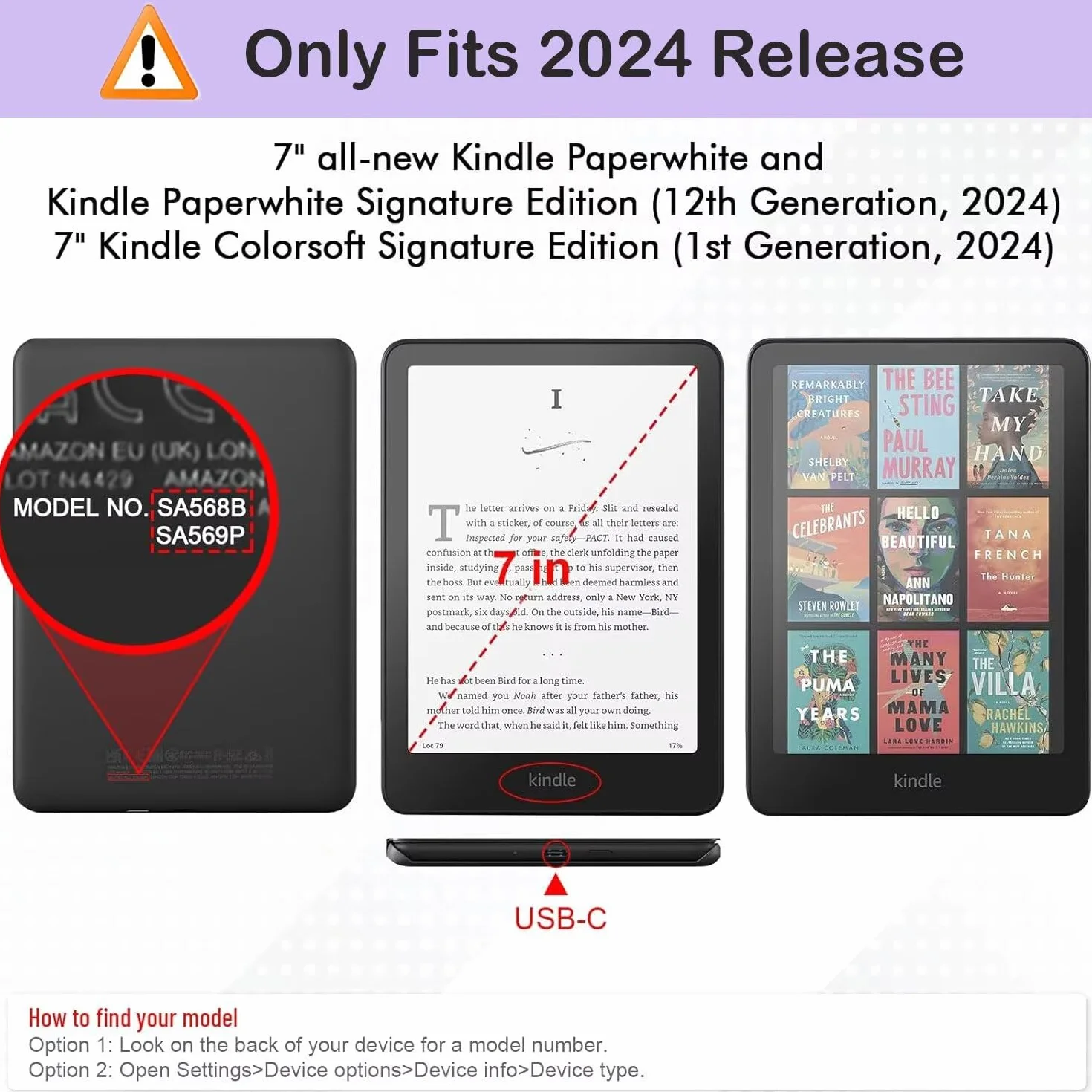 MOKASE Etui Compatible with Kindle Paperwhite 7„ (12. generacja, 2024) i Kindle Colorsoft Signature Edition, ultracienkie etui ochronne ze skóry PU z paskiem na rękę do czytnika 7” 2024, Blossom
