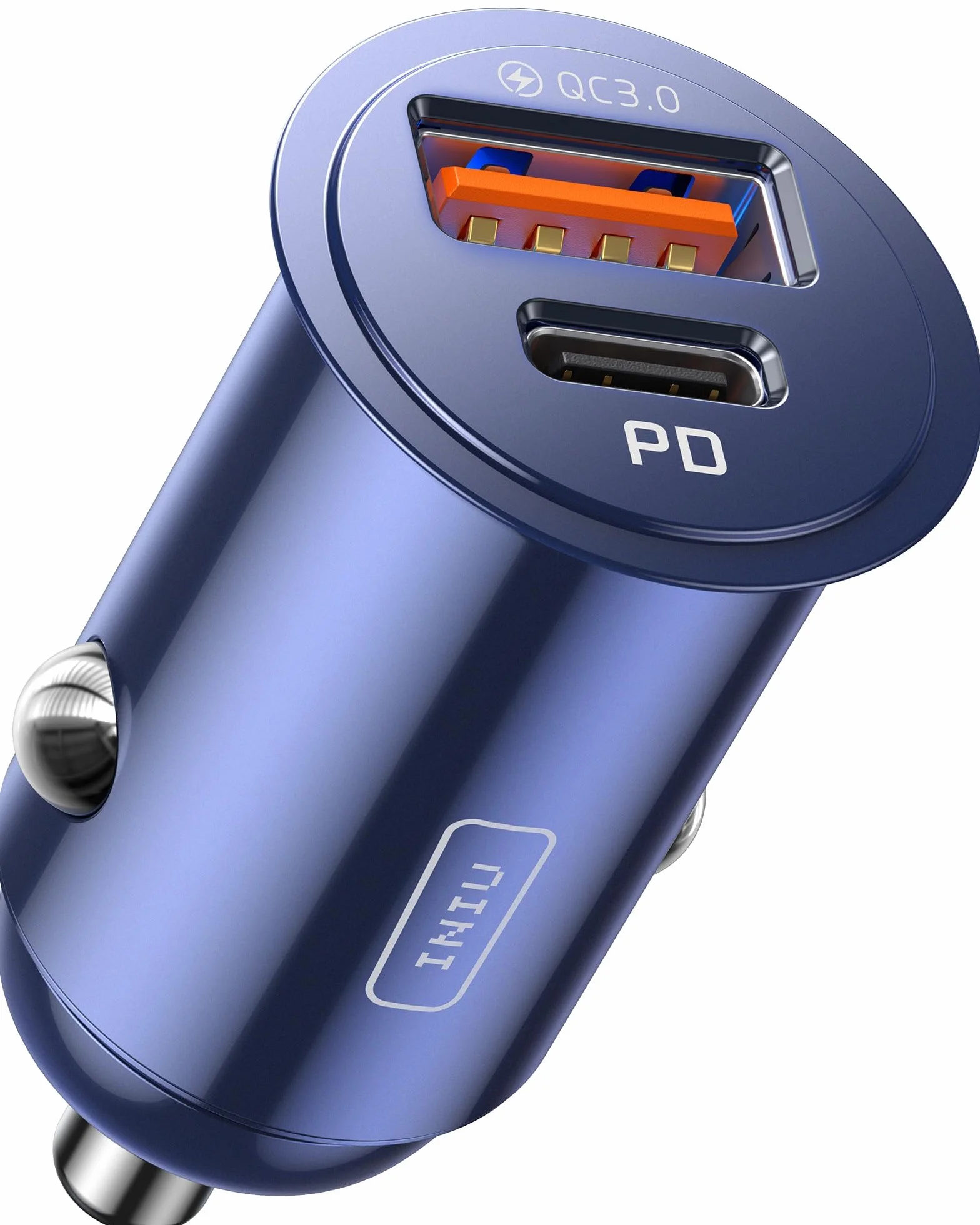 INIU Ładowarka samochodowa, ładowarka USB do zapalniczki samochodowej łącznie 60 W [USB C 30 W+USB A 30 W] gniazdo USB 12 V, szybkie ładowanie PD3.0 ładowarka samochodowa metalowy adapter do iPhone'a